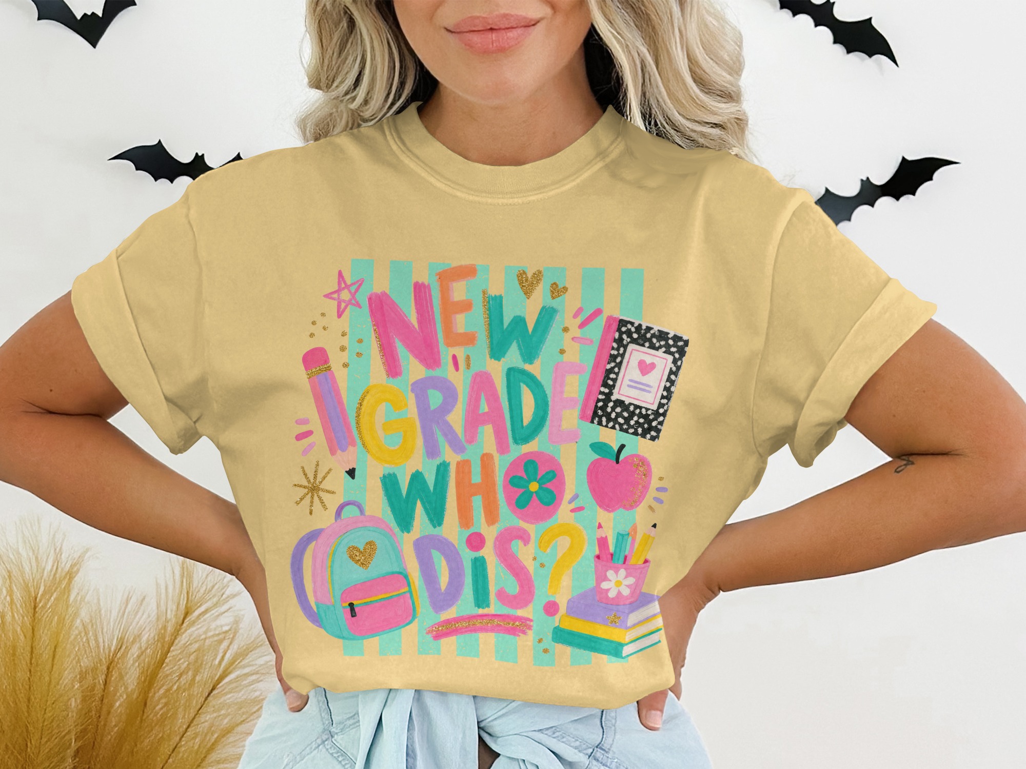 New Grade Who Dis? Back to School Teacher Shirt, Funny Student Life Tee, Colorful First Day of School Apparel, Cute Gift T-Shirt