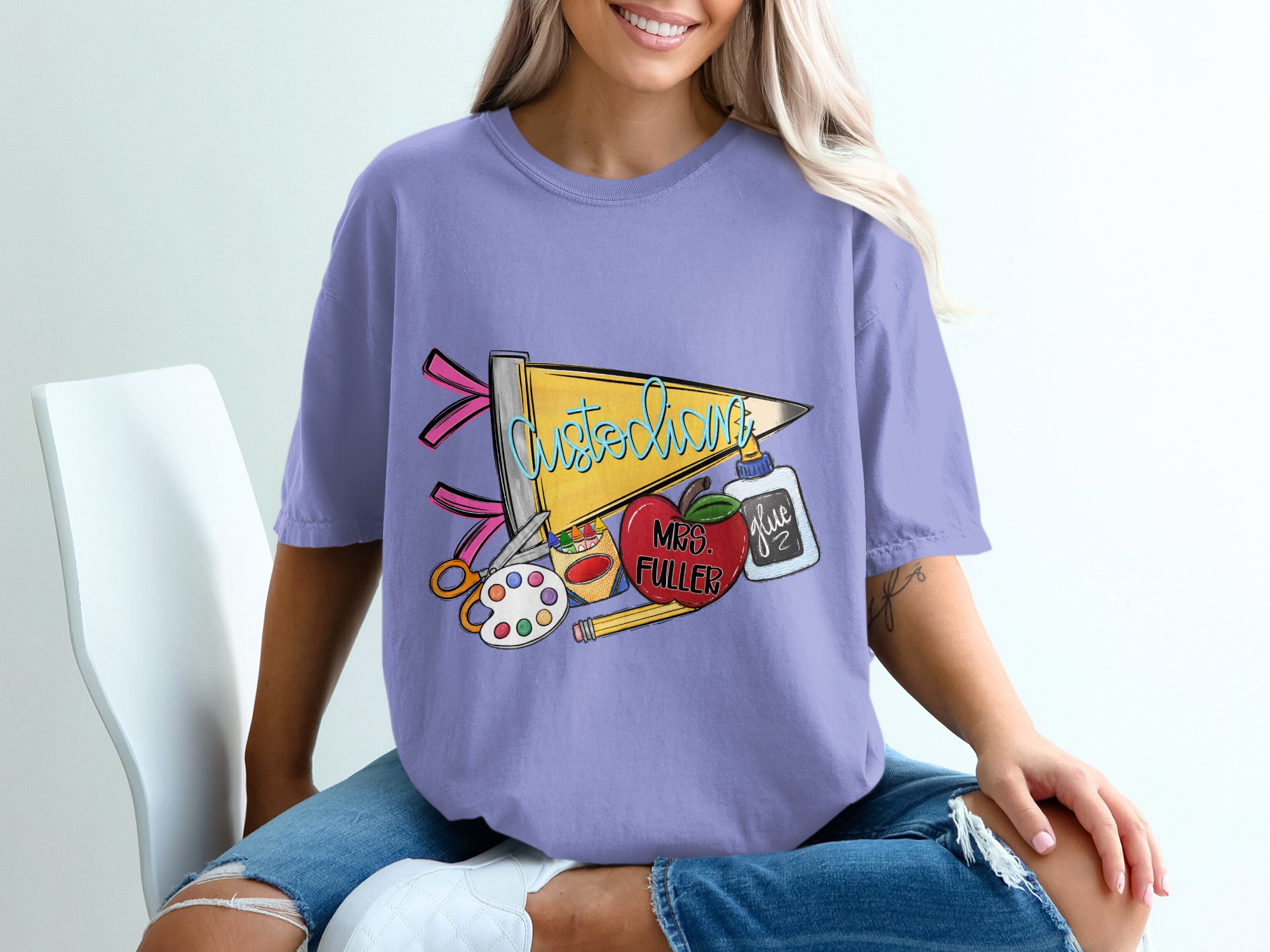 Personalized Custodian T-Shirt for School Staff | Janitor Appreciation Gift | Back to School Team Tee | Custom School Uniform Shirt - Image 18