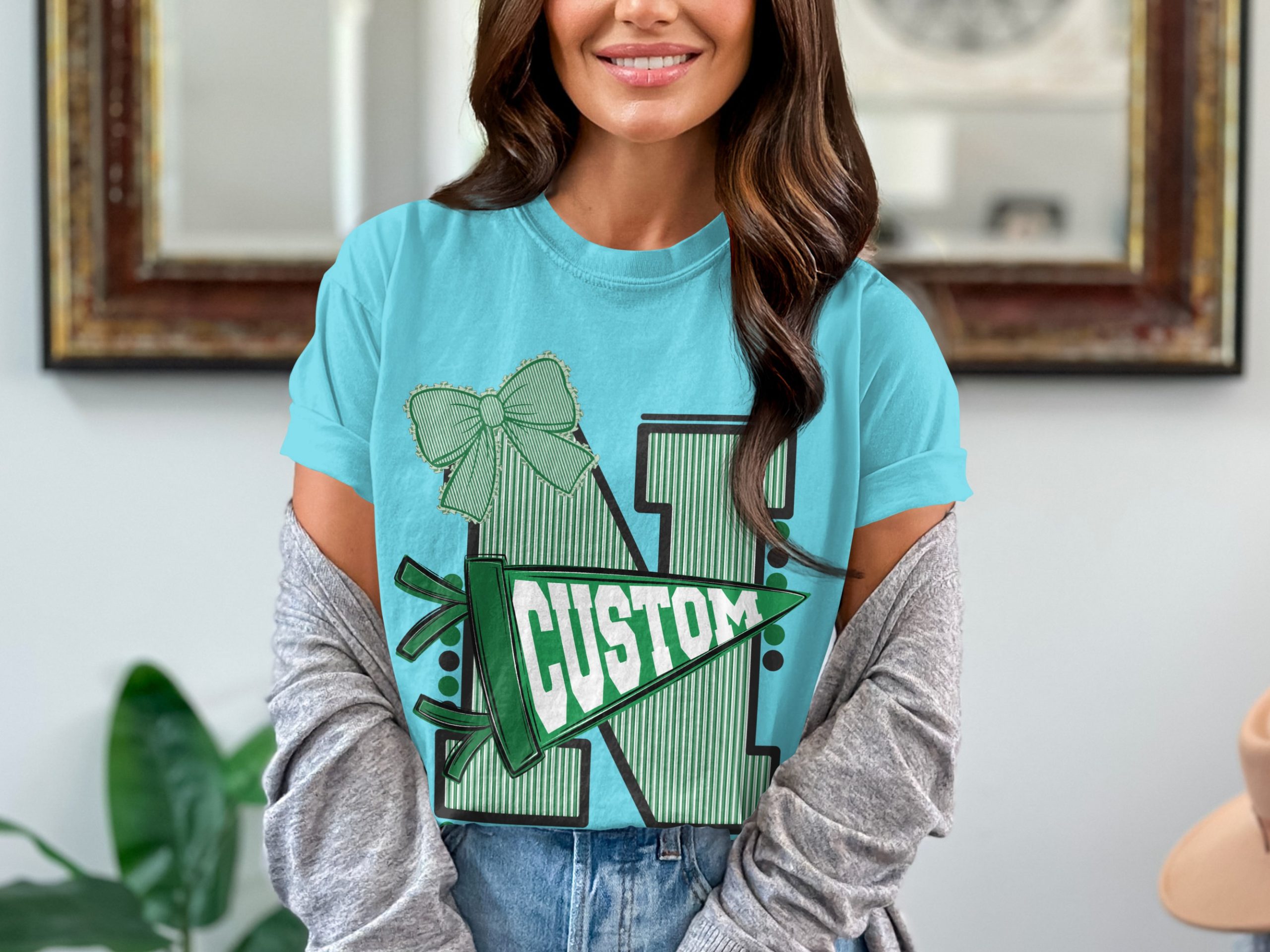 Custom Initial Varsity Letter T-Shirt, Personalized School Spirit Tee, College Game Day Outfit, Custom Mascot Name, Graduation Gift - Image 7