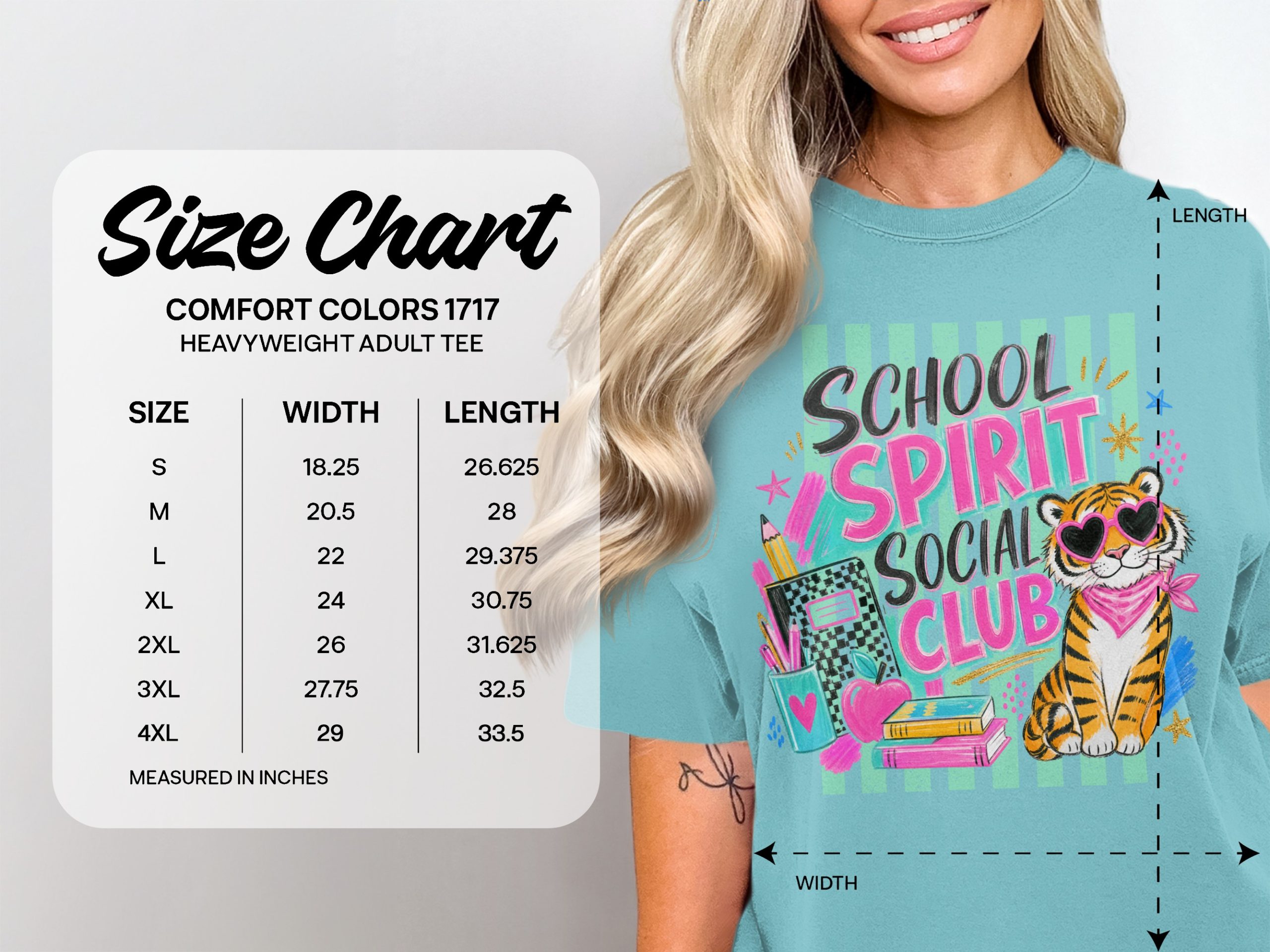 School Spirit Social Club T-Shirt, Cool Teacher Student Gift, Retro Tiger Graphic Tee, Y2K Vibes, Back to School Apparel - Image 6