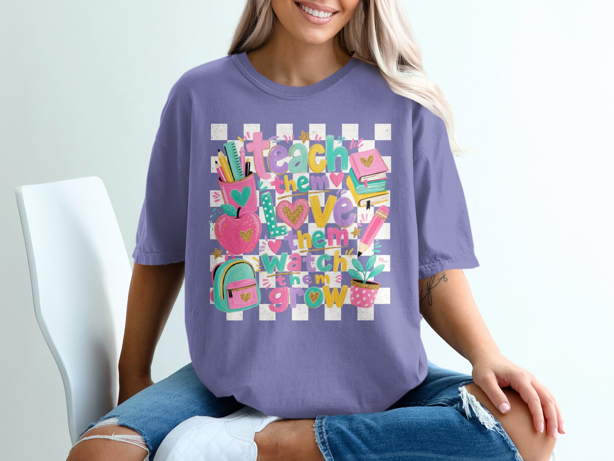 Teacher Appreciation Gift T-Shirt, 'Teach Them Love Them Watch Them Grow' Educator Shirt, End of Year Teacher Tee - Image 5