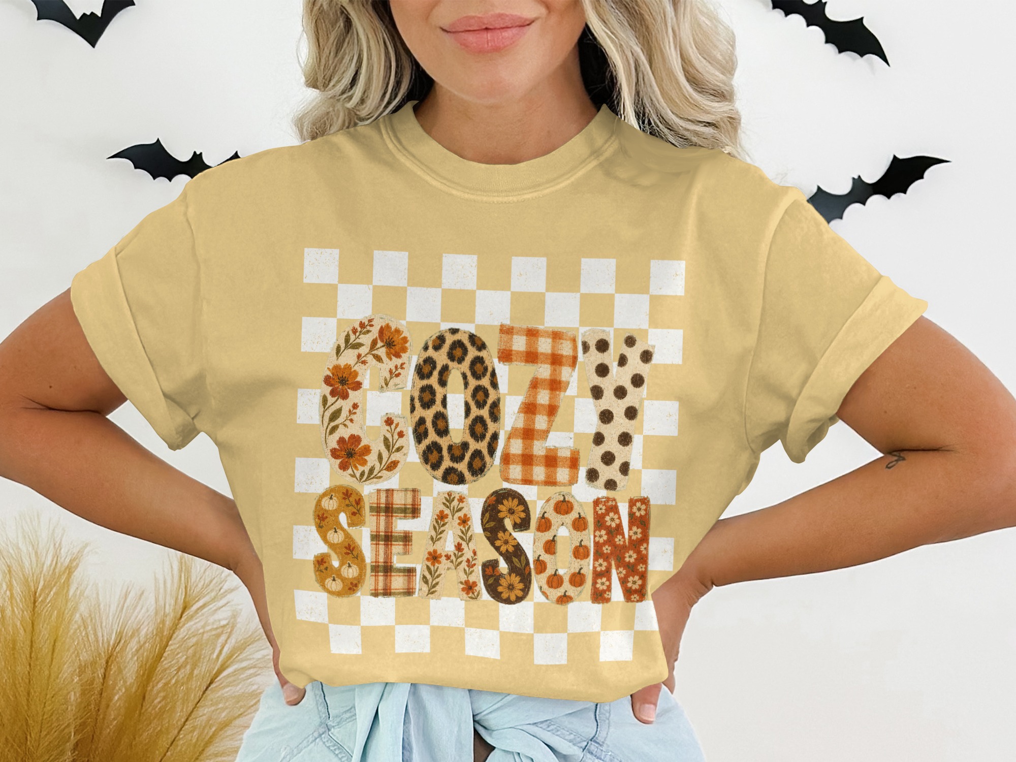 Cozy Season T Shirt | Fall Vibes Autumn Leopard Print Buffalo Plaid Floral Pumpkin Spice Tee | Trendy Seasonal Apparel Gift for Her - Image 4