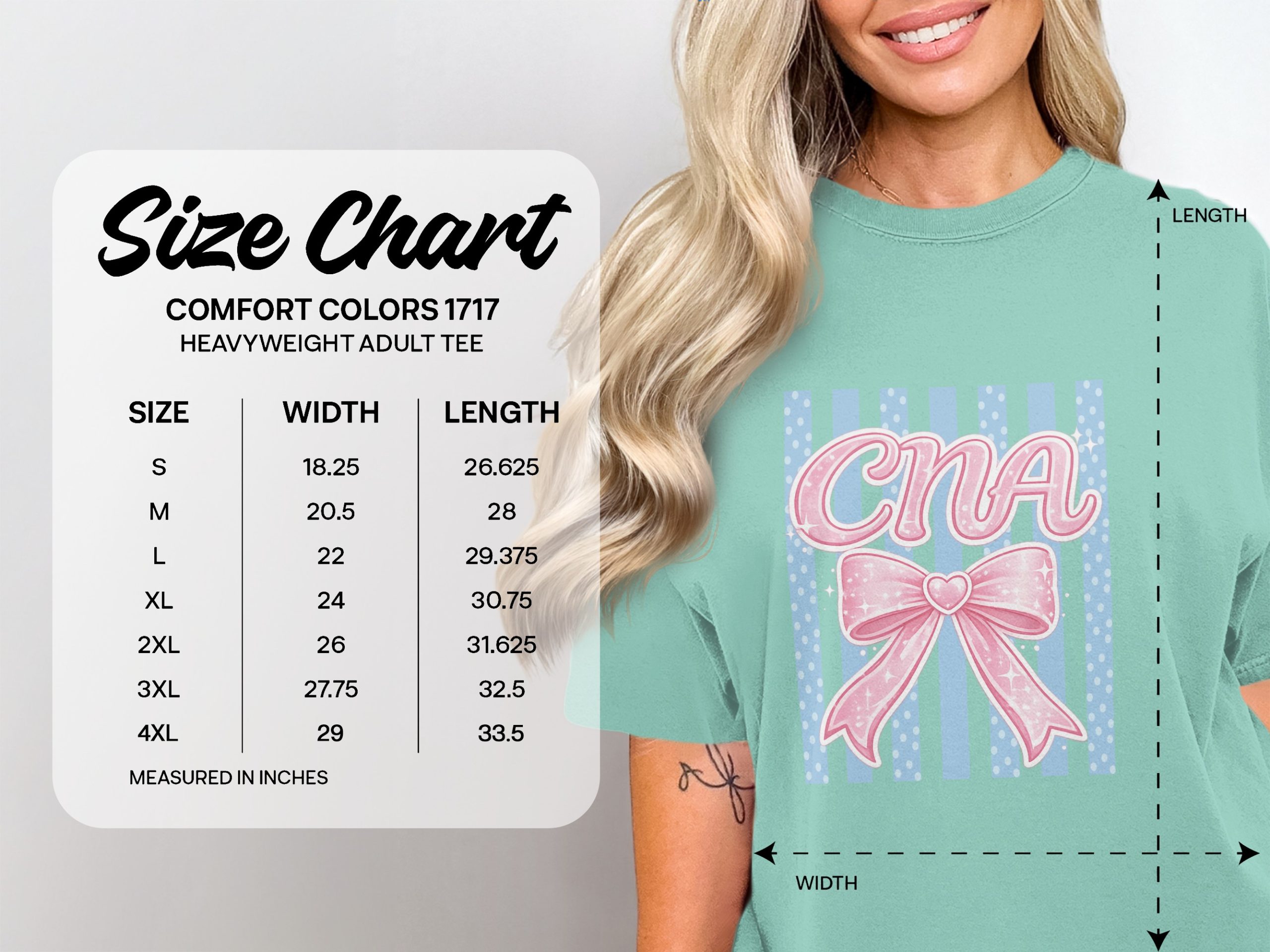 CNA T-Shirt, Comfort Colors ® Certified Nursing Assistant Tee, Cute Nurse Bow Graphic Shirt, Healthcare Worker Gift - Image 4