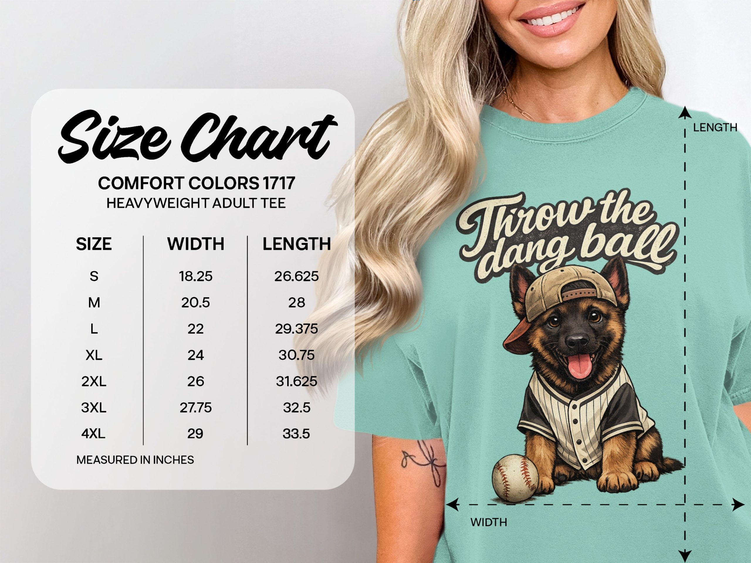 Throw the Dang Ball T-Shirt, German Shepherd Baseball Fan Shirt, Funny Dog Lover Tee, Cute Puppy Pet Owner Gift Idea for Him Her - Image 4