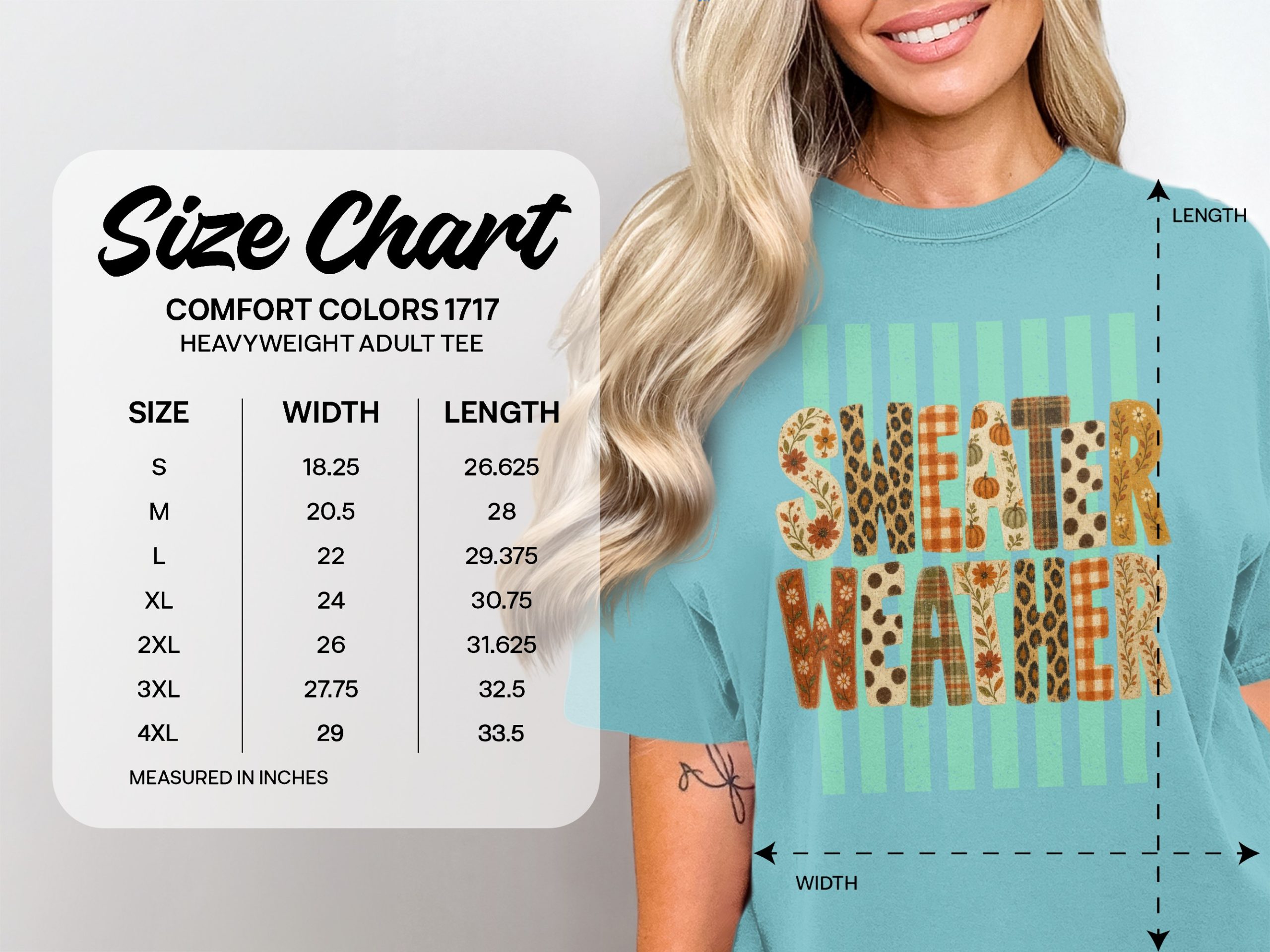Sweater Weather T-Shirt | Fall Vibes Autumn Graphic Tee | Cute Pumpkin Leopard Print Plaid Women's Shirt | Cozy Season Top Gift - Image 9