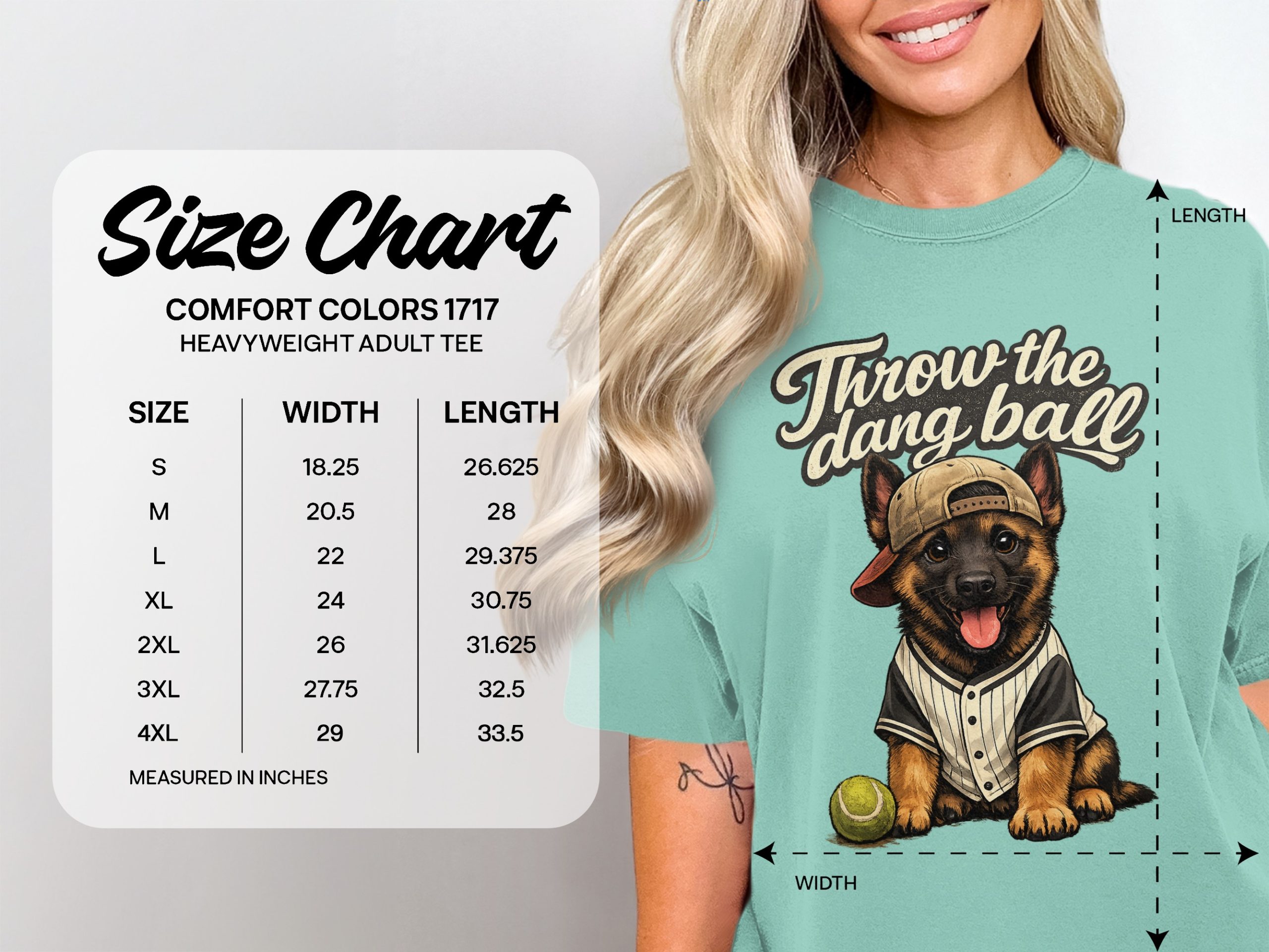 German Shepherd T-Shirt, Dog Lover Baseball Tee, Funny Puppy Shirt, Throw the Dang Ball Pet Owner Gift - Image 4