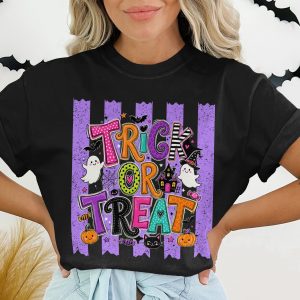 Spooky Cute Trick or Treat Halloween T-Shirt, Whimsical Ghost & Pumpkin Tee, Fall Festival Outfit, Halloween Party Gift for Her