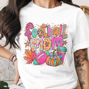 Comfort Colors ® Football Mom Shirt, Game Day Leopard Print Fall Tee, Autumn Pumpkin Coffee Lover T-Shirt, Vibrant Faux Glitter Sports Mom
