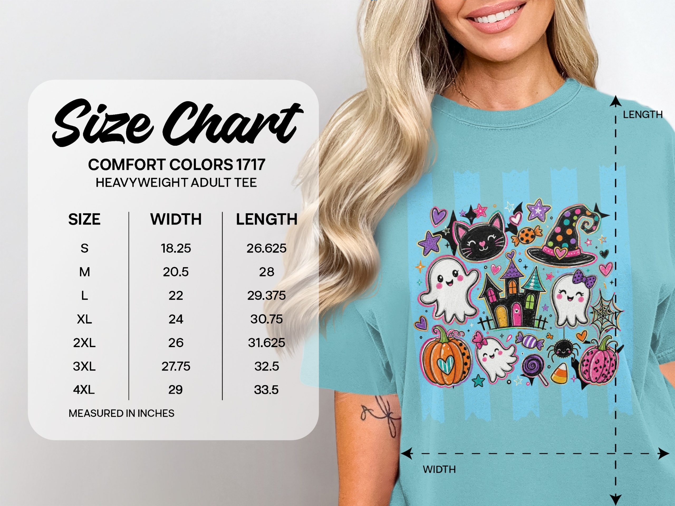 Cute Halloween Spooky Ghost T-Shirt, Kawaii Black Cat Witch Hat Pumpkin Tee, Whimsical Trick or Treat Kids & Adult Gift - Image 11