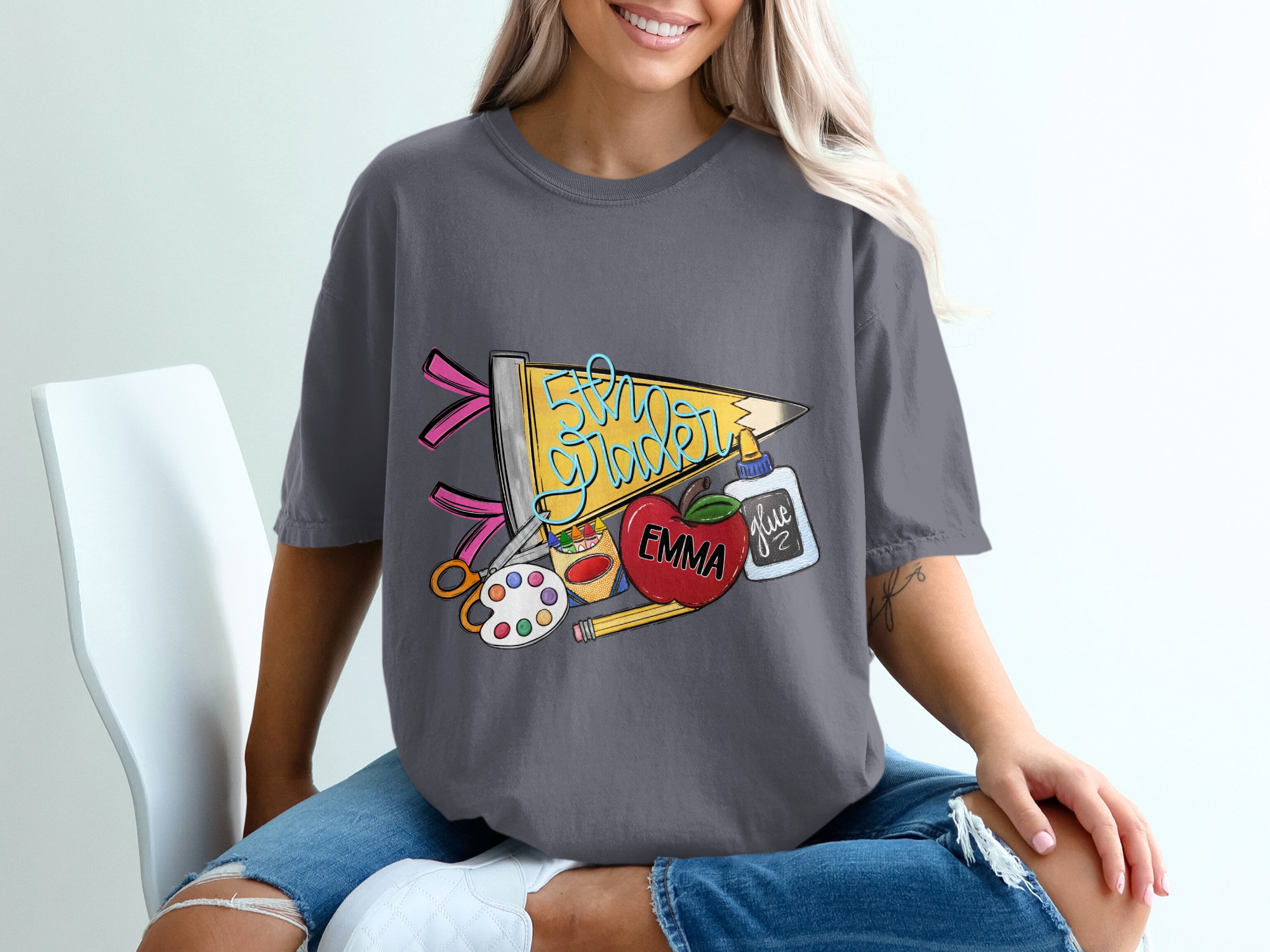 Personalized 5th Grade Shirt for Back to School, Custom Fifth Grader Top, First Day of School Outfit, Student Name Tee, Colorful School - Image 12