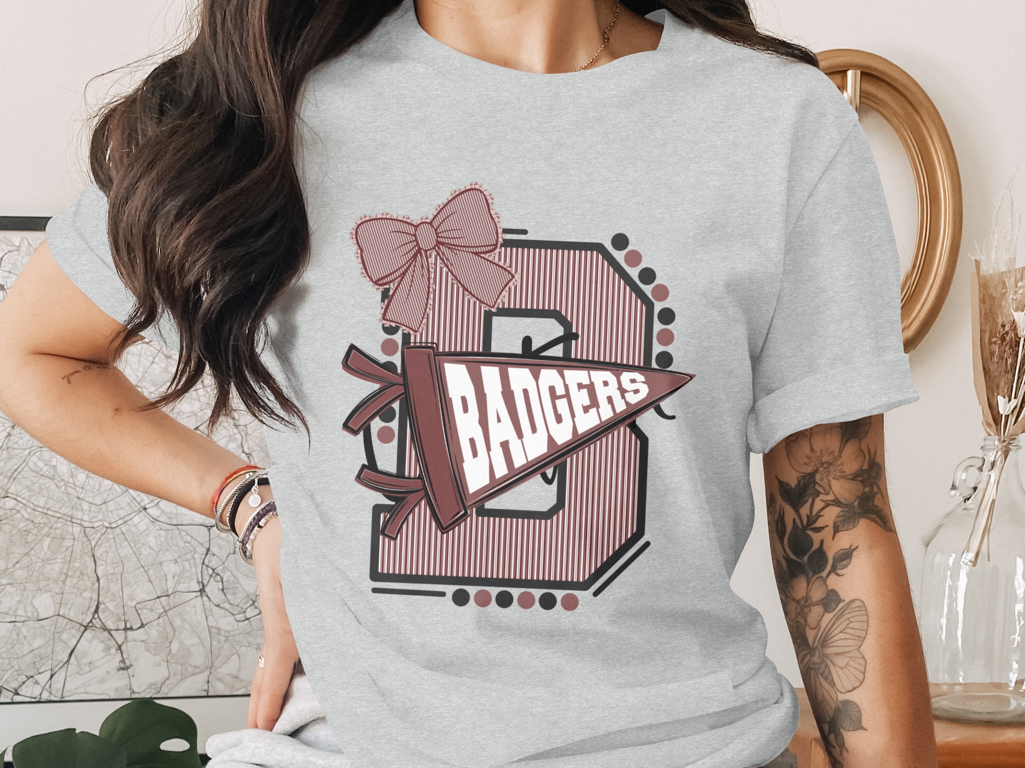 Custom Varsity Letter T-Shirt, Personalized Initial School Spirit Game Day Top, Made to Order Mascot Name College Alumni Tee - Image 2