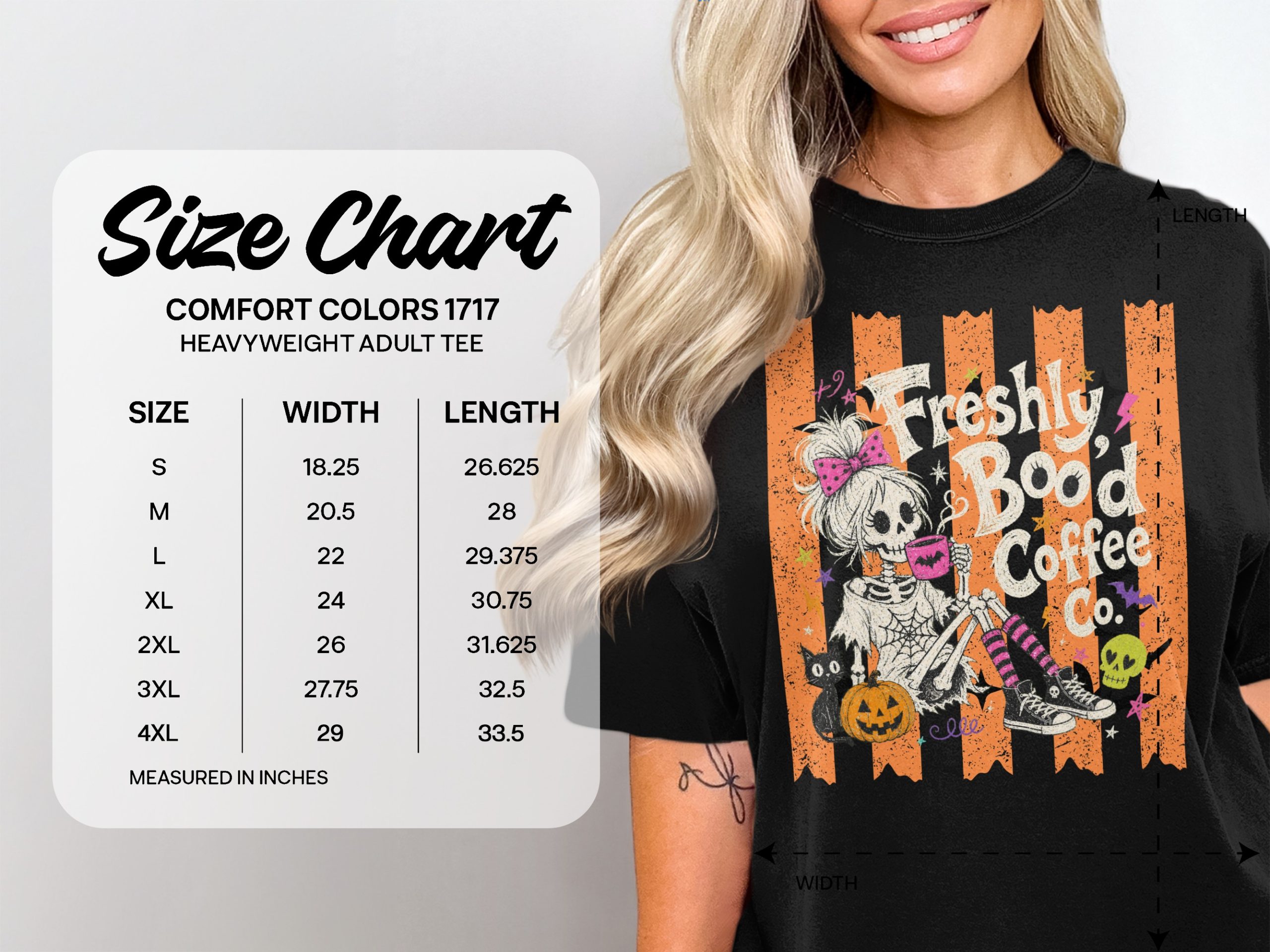 Freshly Brewed Coffee Skeleton T-Shirt, Spooky Season Tee, Halloween Coffee Lover Shirt, Cute Goth Skull Top - Image 6