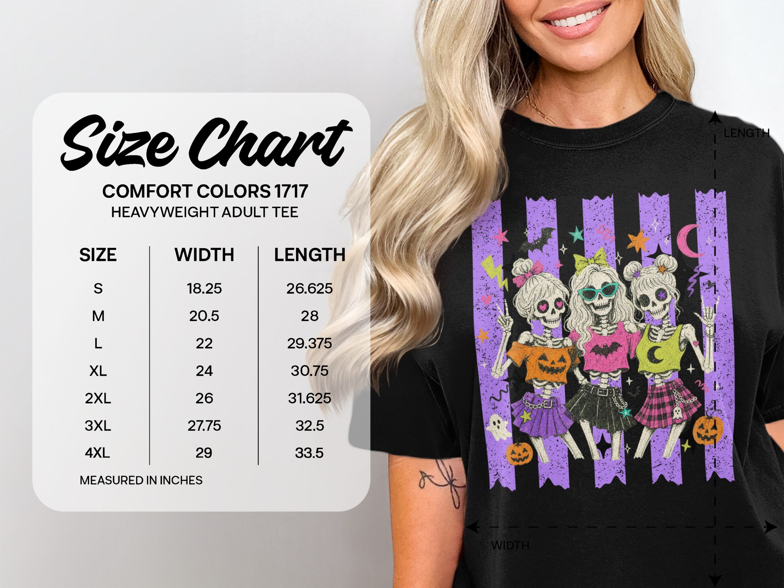 Spooky Skeleton Friends Halloween T-Shirt, Pastel Goth Skull Girl Gang Tee, Aesthetic Fall Party Outfit - Image 6
