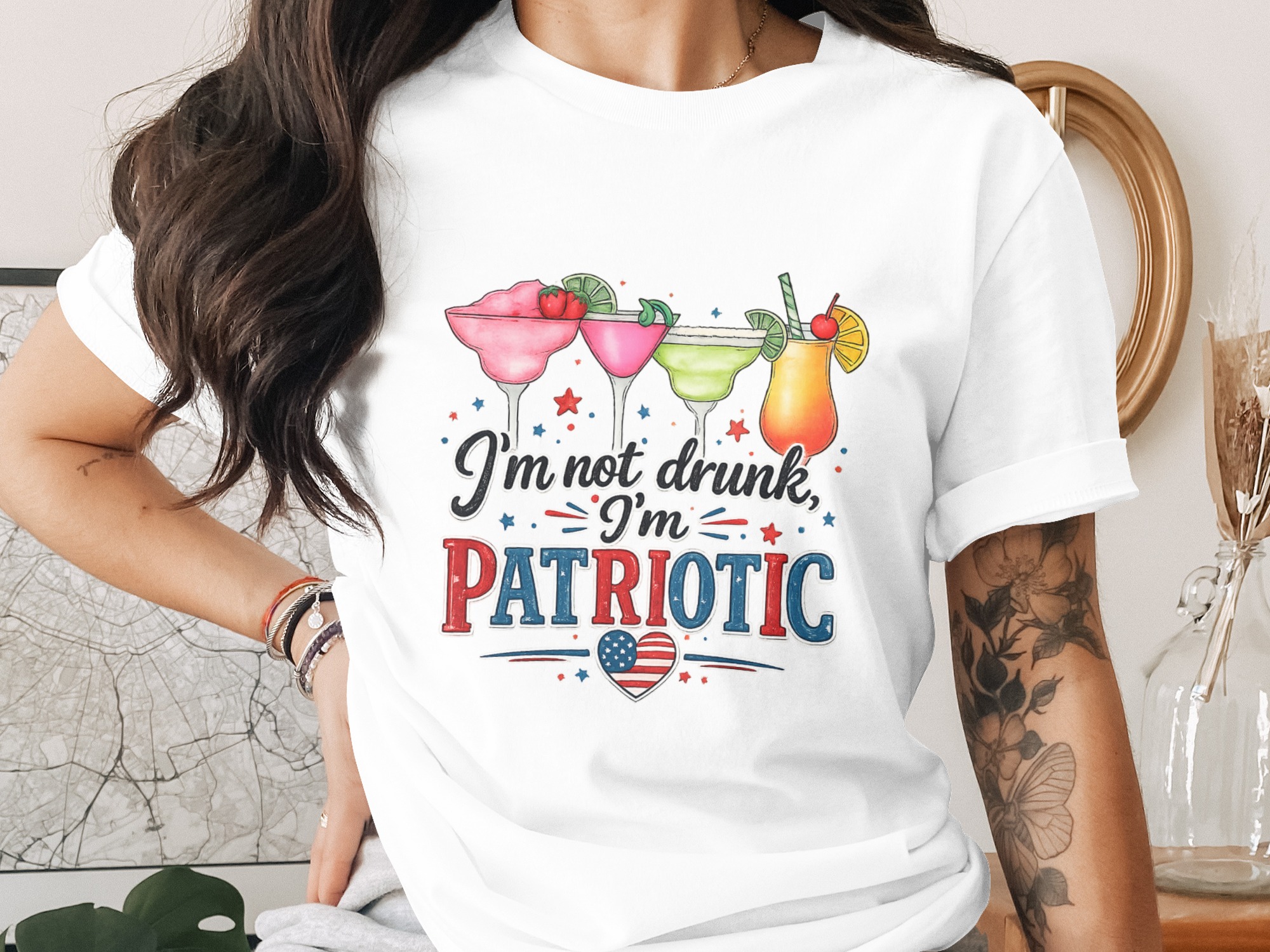 Funny Patriotic T-Shirt, 4th of July Cocktail Tee, Memorial Day Drinking Shirt, USA America Party Top, Red White Blue