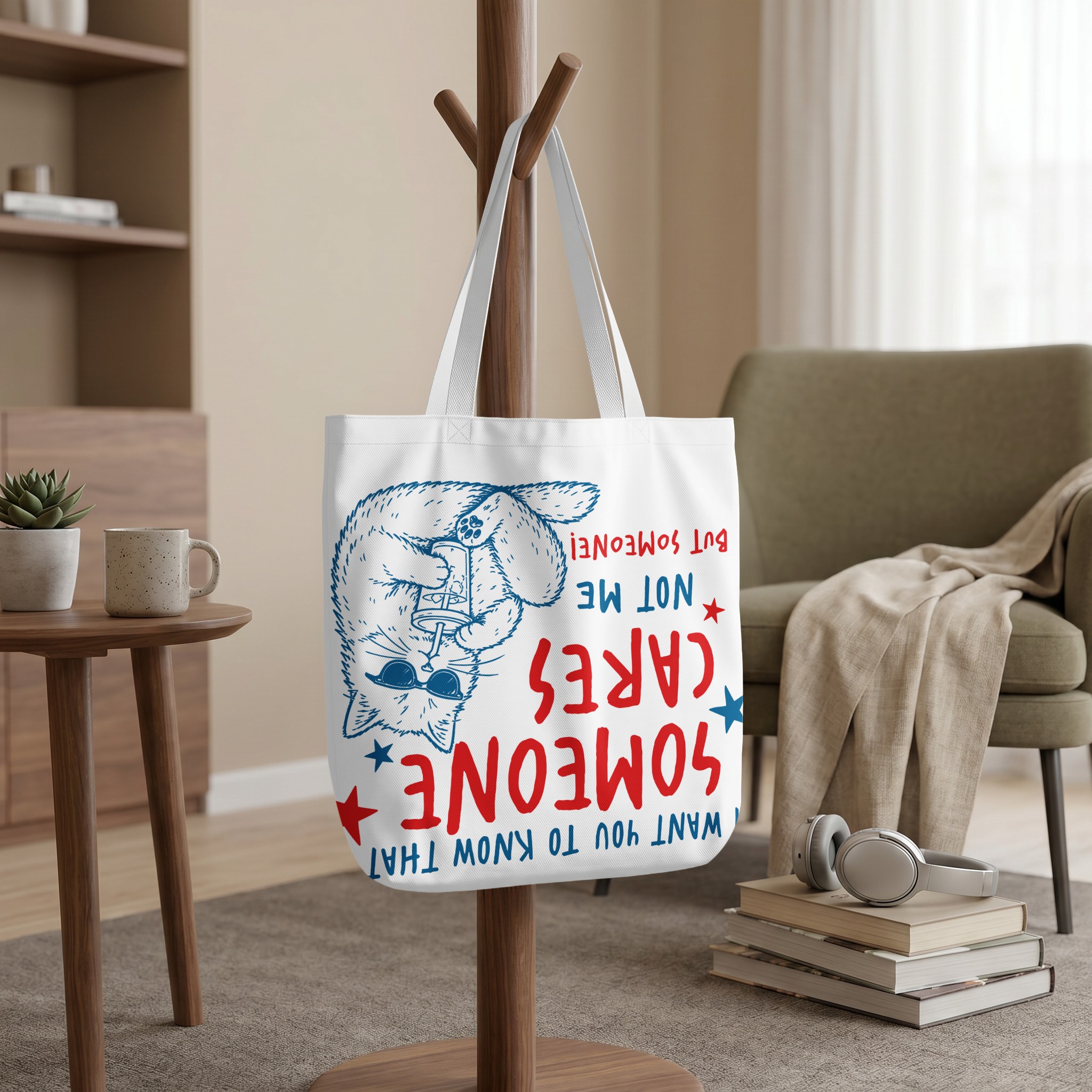 Funny Cat Tote Bag Sarcastic Quote, 'Someone Cares Not Me' Witty Introvert Gift, Anti-Social Shopper Bag - Image 9