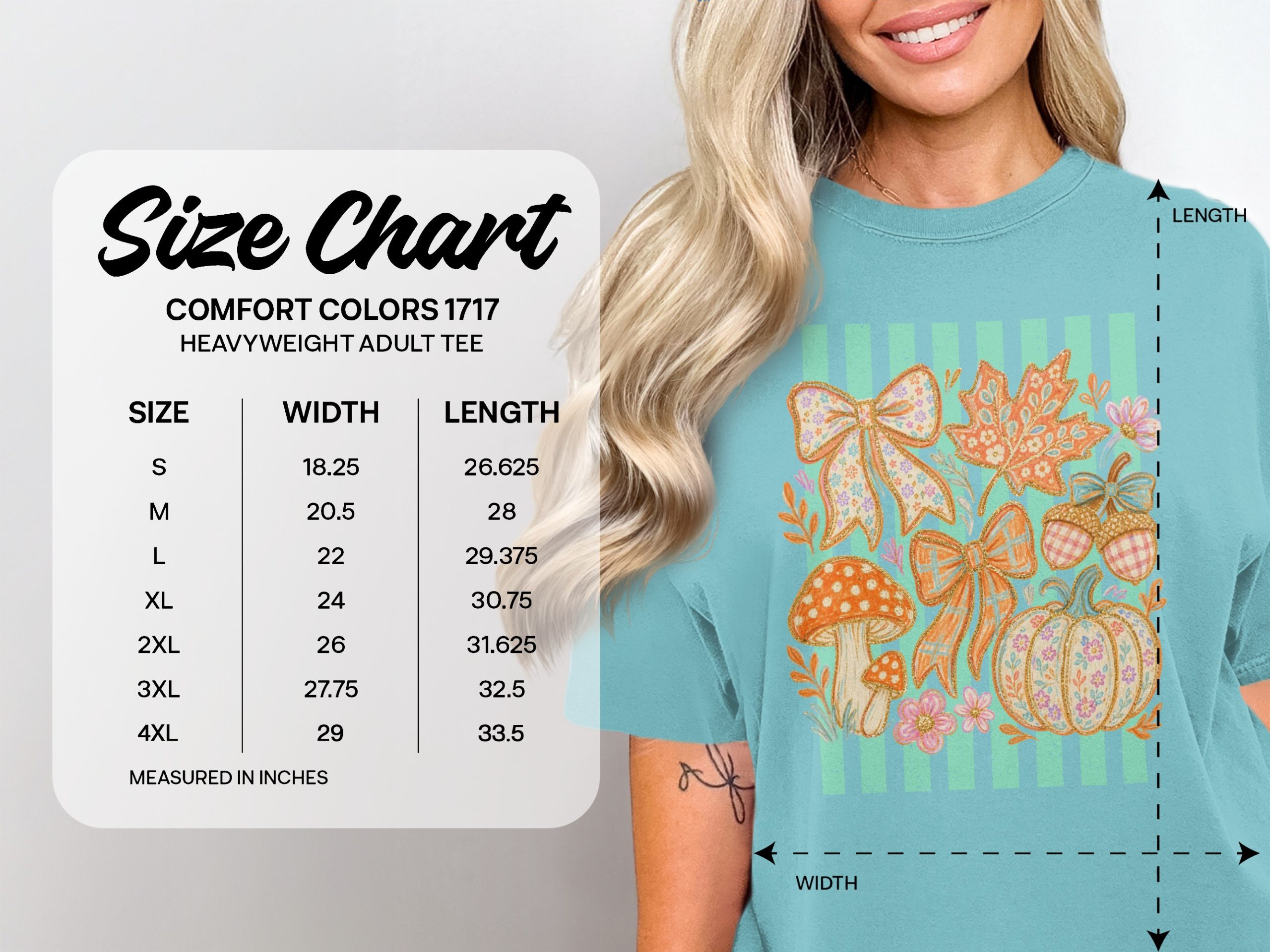 Cottagecore Mushroom Bows & Pumpkin Fall T-Shirt | Whimsical Autumn Leaves Acorns Graphic Cozy Nature Tee Gift - Image 6