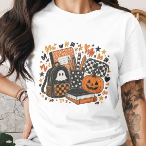 Comfort Colors® Halloween Teacher T-Shirt, Spooky School Student Tee, Fall Pumpkin Academic Shirt, Cute Ghost Back to School Gift