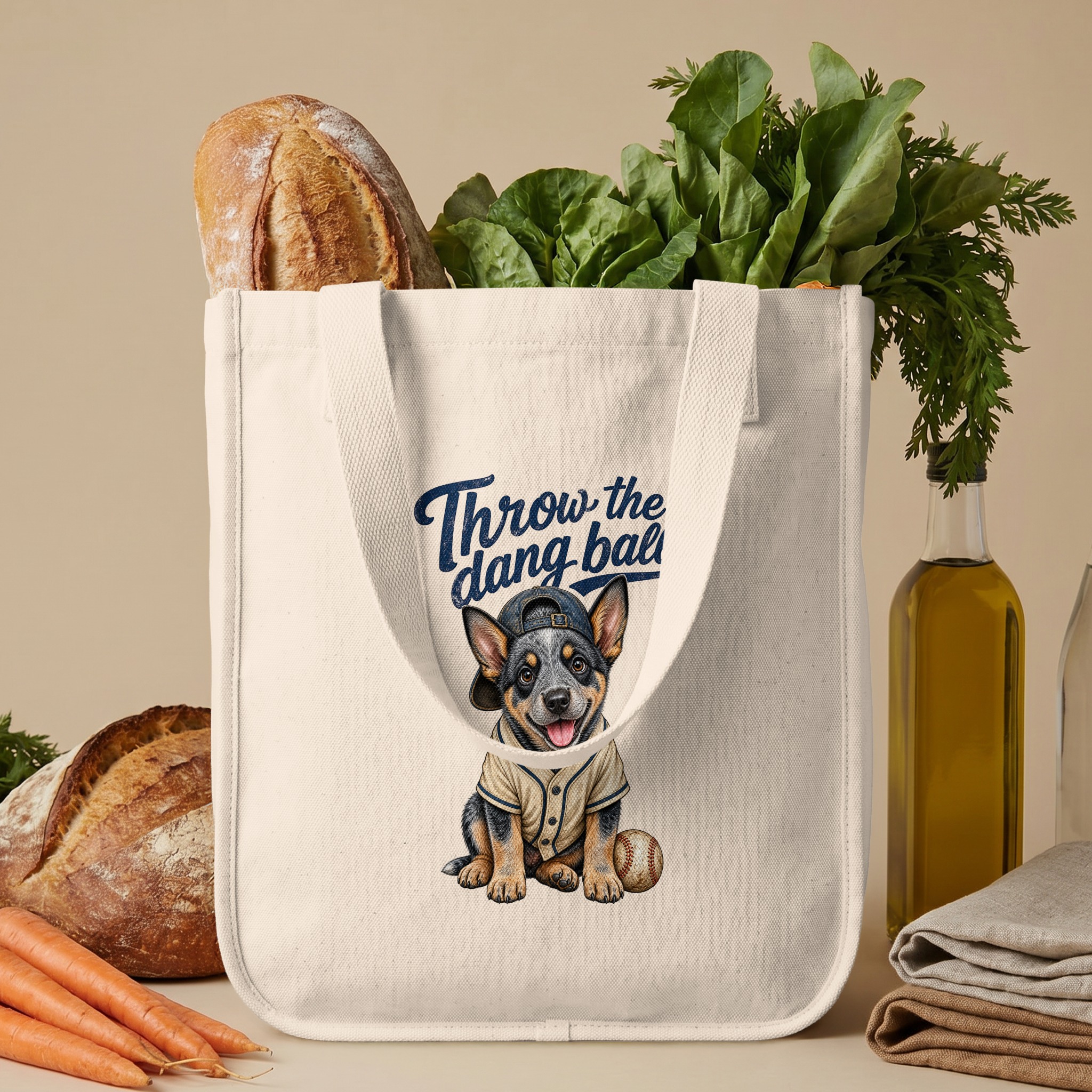 Cute Baseball Puppy Tote Bag, Throw the Dang Ball Puppy Canvas Bag, Sports Dog Lover Gift for Her, Pet Owner - Image 6