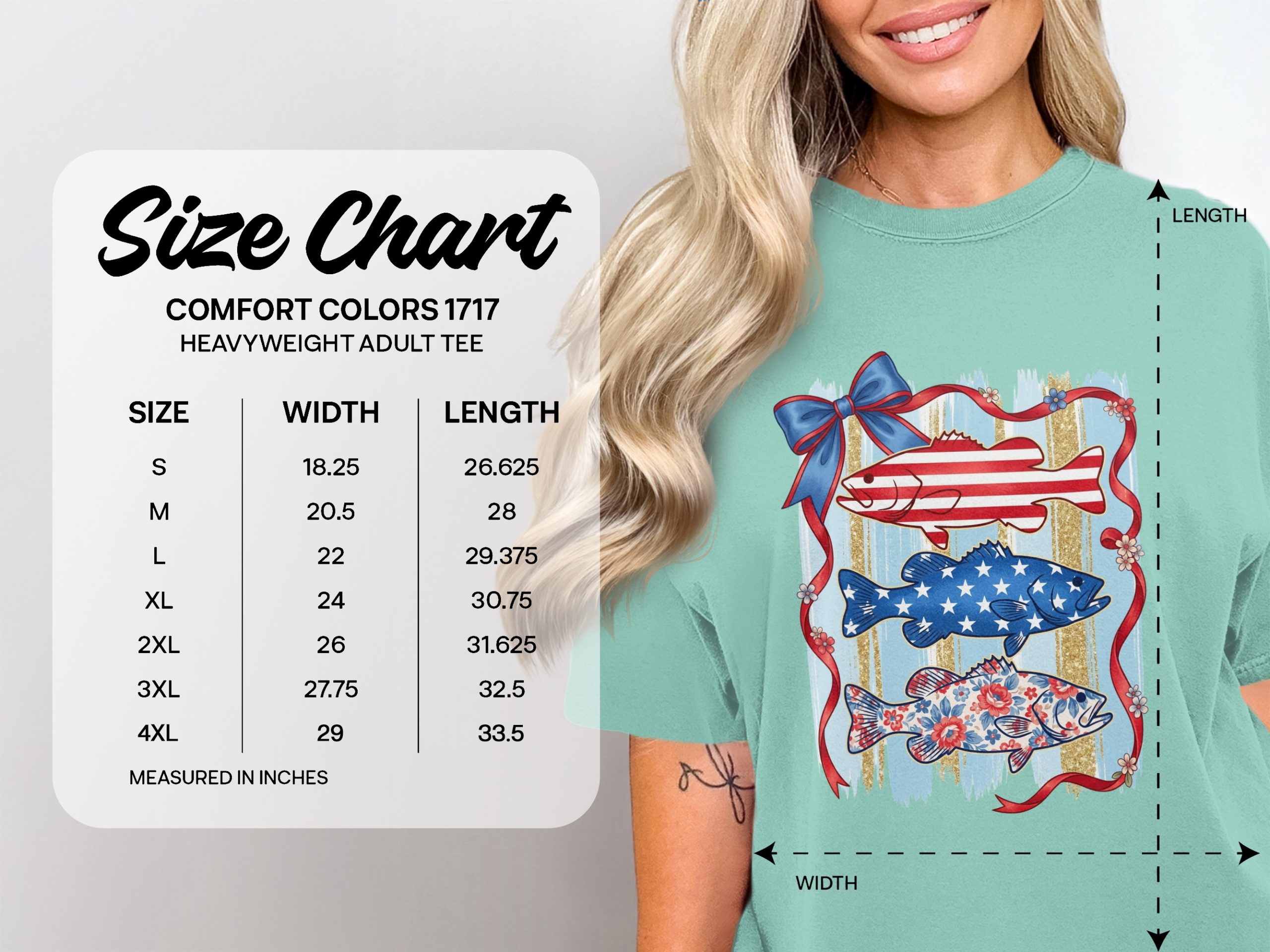 Patriotic Bass Fishing T-Shirt, Comfort Colors ® American Flag Fish Tee, 4th of July Outfit, Summer Lake Shirt, Fishing Gift for Him Her - Image 4