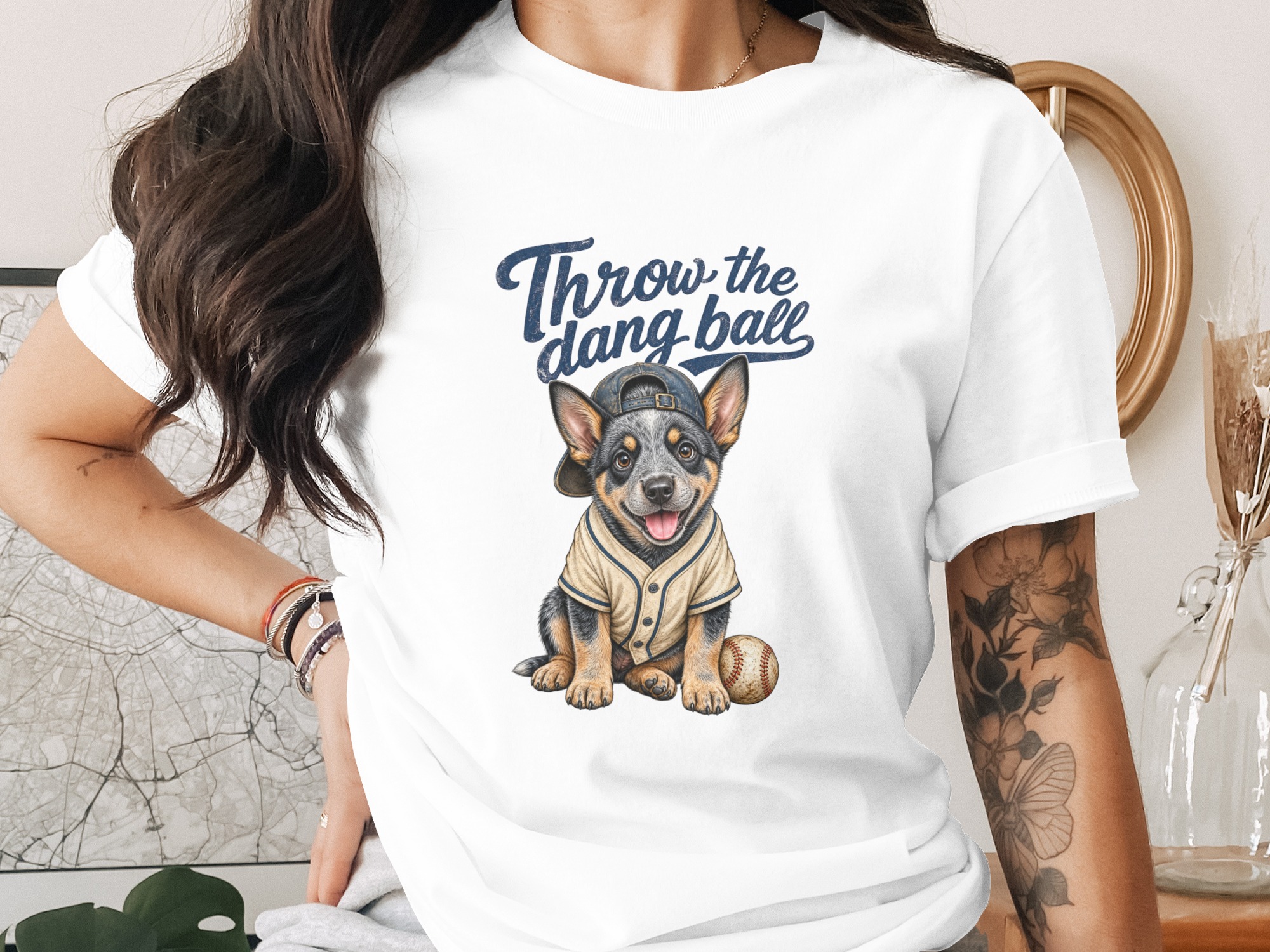 Throw the Dang Ball T-Shirt, Cute Puppy Dog Baseball Tee, Funny Pet Lover Shirt, Graphic Dog Mom Gift Top