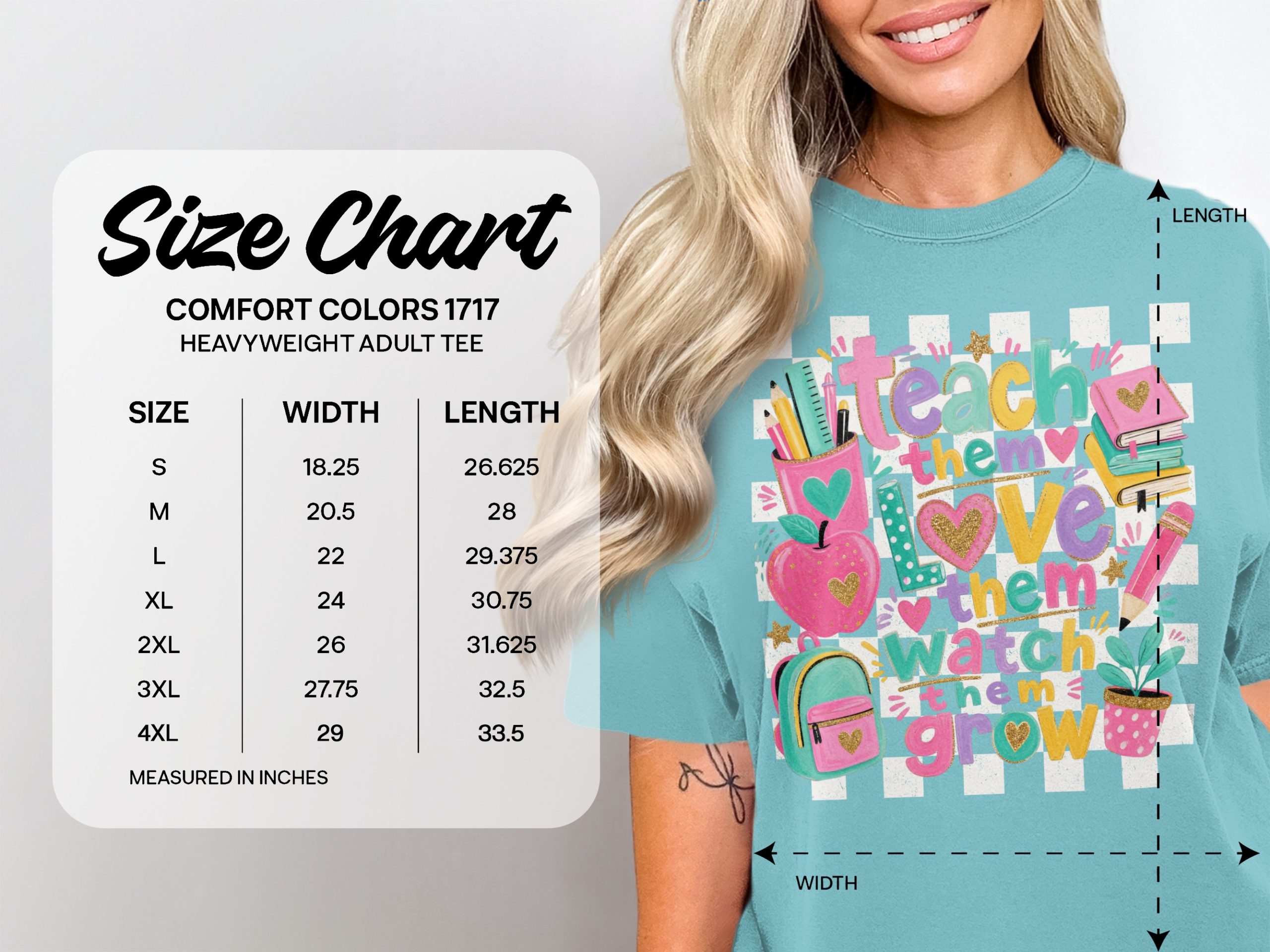 Teacher Appreciation Gift T-Shirt, 'Teach Them Love Them Watch Them Grow' Educator Shirt, End of Year Teacher Tee - Image 9