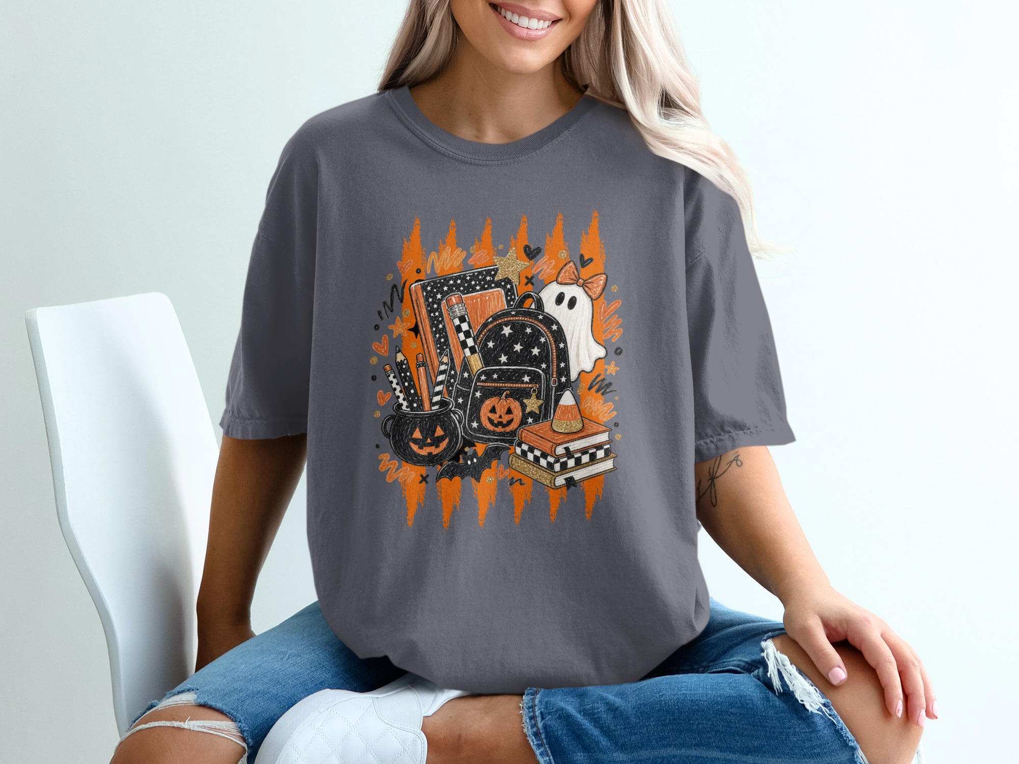 Spooky Cute Teacher Halloween T-Shirt, Back To School Ghost Pumpkin Tee, Fall Educator Shirt Gift, Funny Autumn Outfit for Her - Image 5