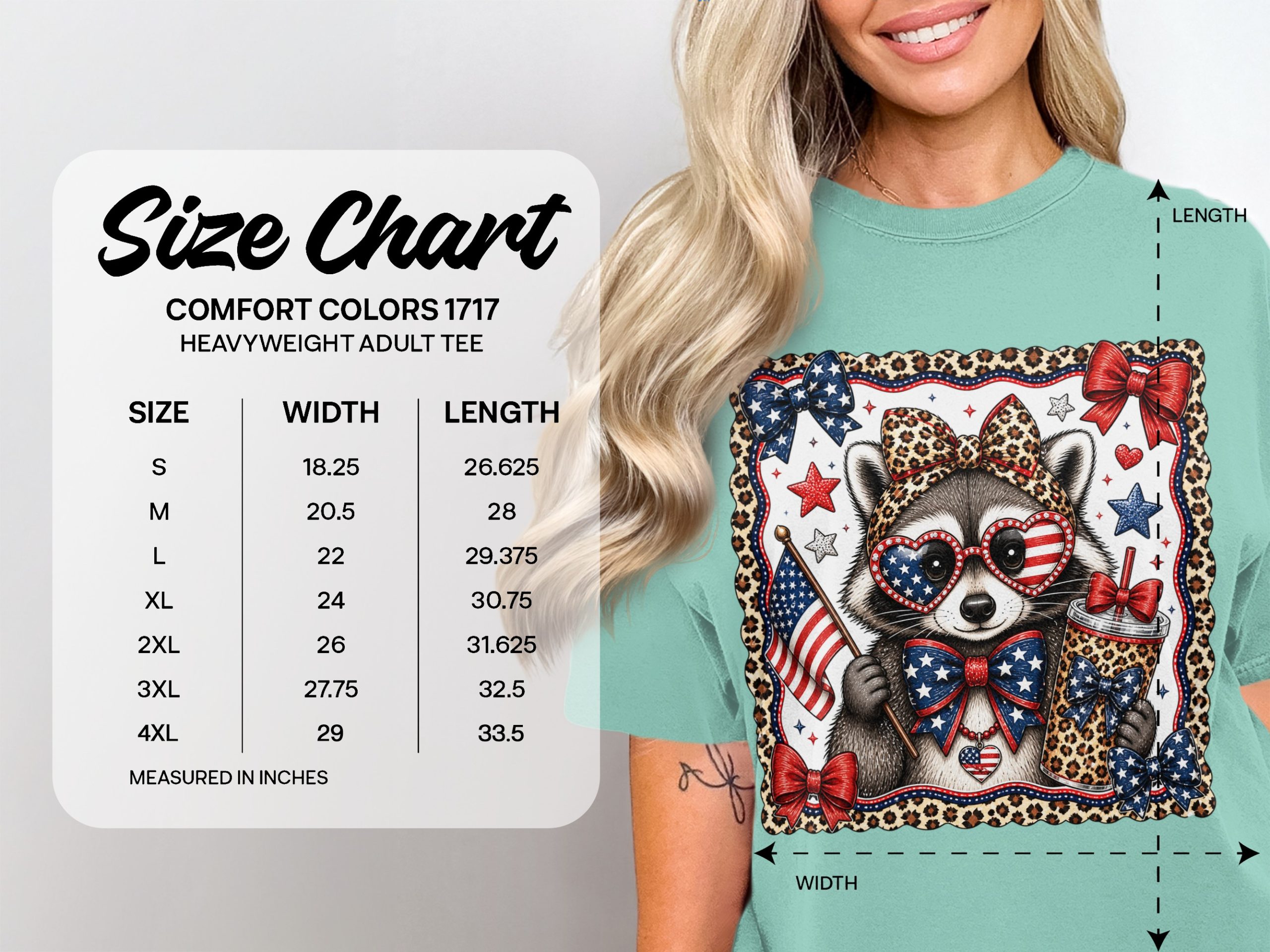 Patriotic Raccoon T-Shirt, Comfort Colors® USA Flag Tee, Cute Leopard Print 4th of July Animal Shirt, Independence Day Gift - Image 4