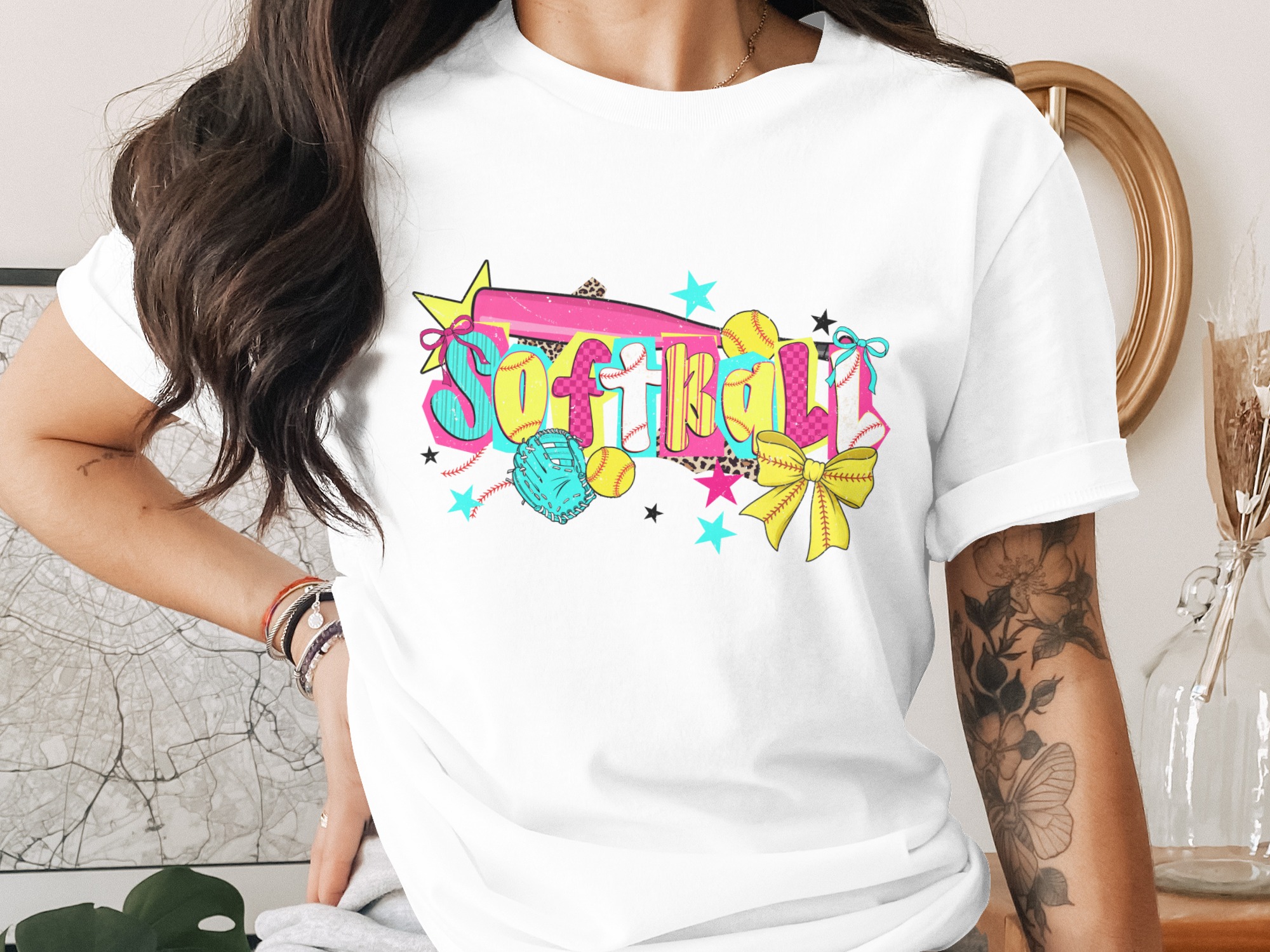 Softball T-Shirt, Comfort Colors ® Trendy Game Day Tee, Distressed Retro Sports Apparel, Softball Mom Gift, Leopard Print Player Shirt, Fun