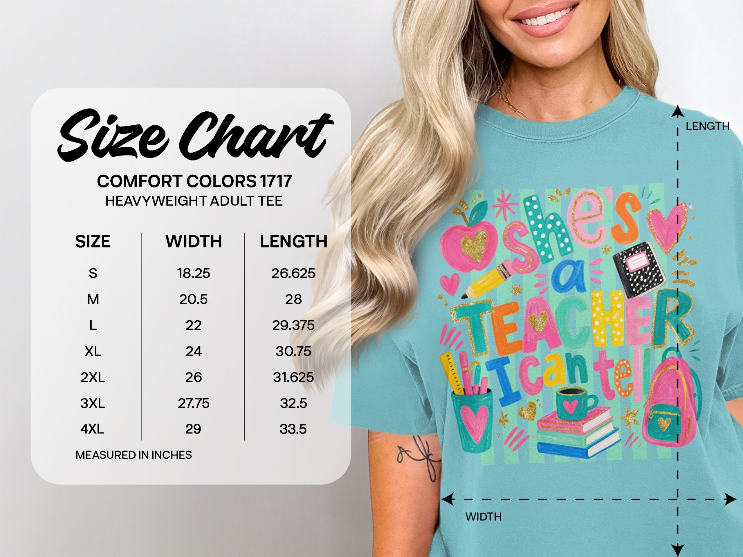 She's a Teacher I Can Tell! T-Shirt, Colorful Teacher Appreciation Gift, Educator Thank You Tee, Back to School Outfit for Women - Image 6