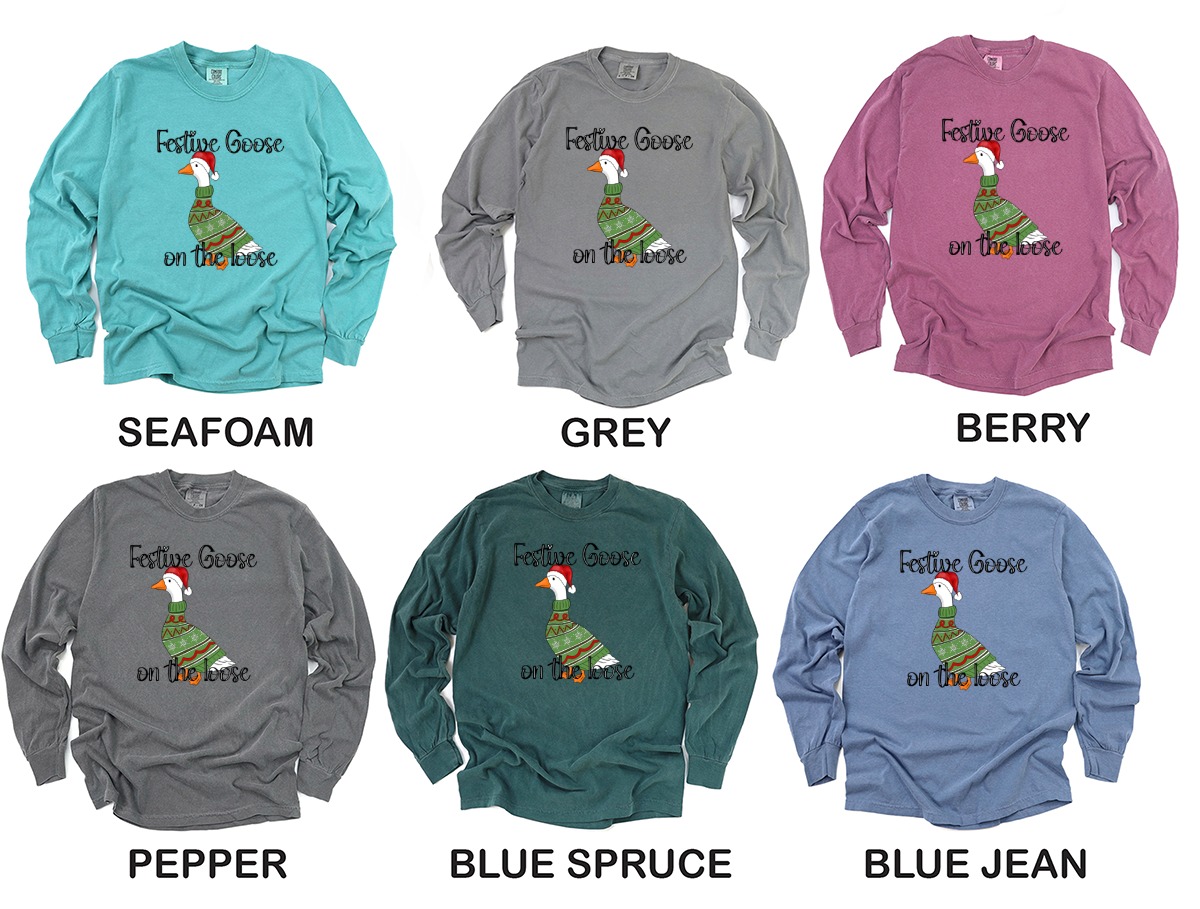 Festive Goose on the Loose Christmas PNG Digital Download, Funny Holiday Ugly Sweater Goose Sublimation Design File - Image 7
