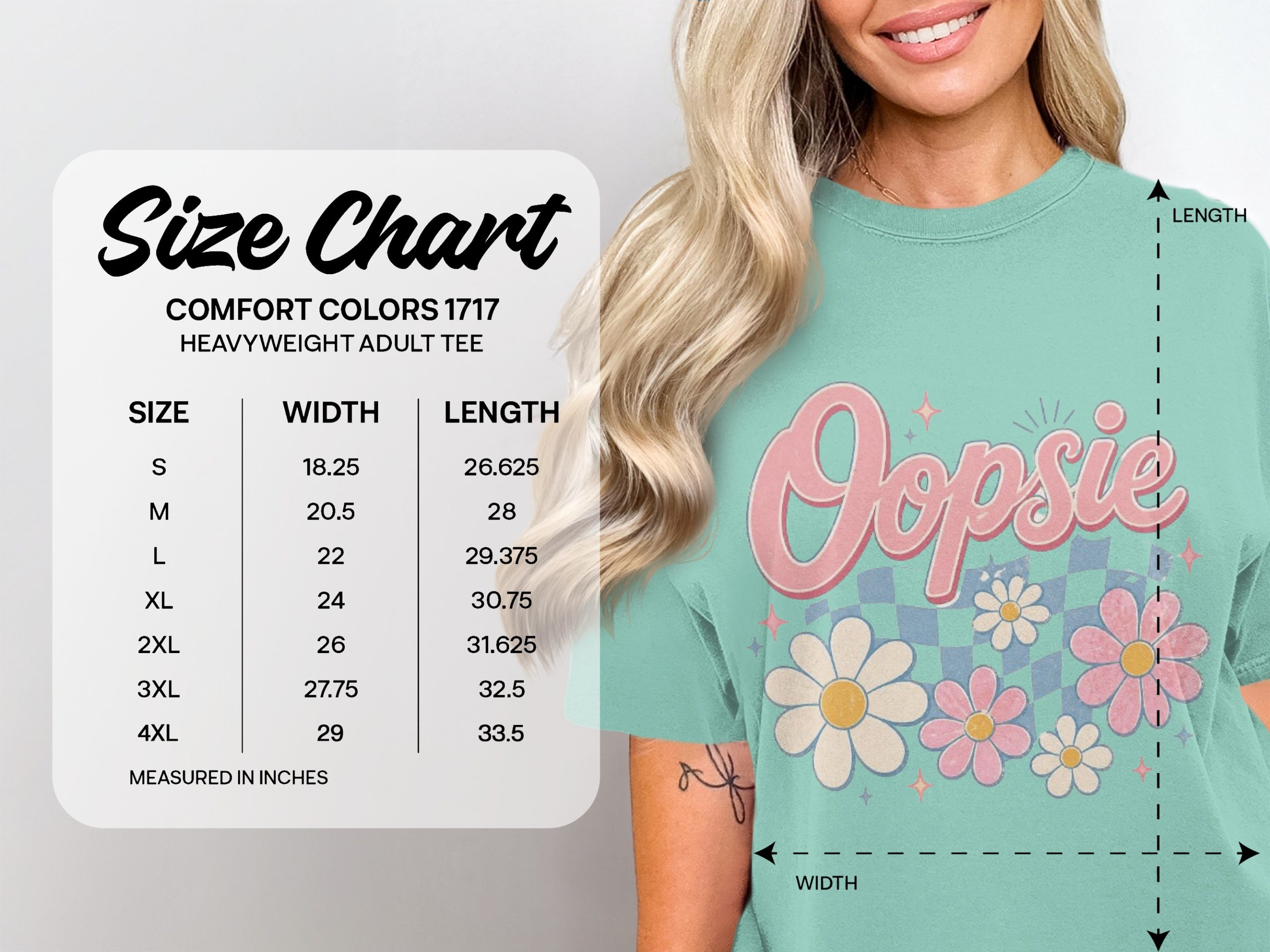 Oopsie Shirt, Comfort Colors ® Retro Daisy Flower T-Shirt, Y2K Aesthetic Checkered Graphic Tee, Indie Pastel Floral Shirt, Gift For Her - Image 4