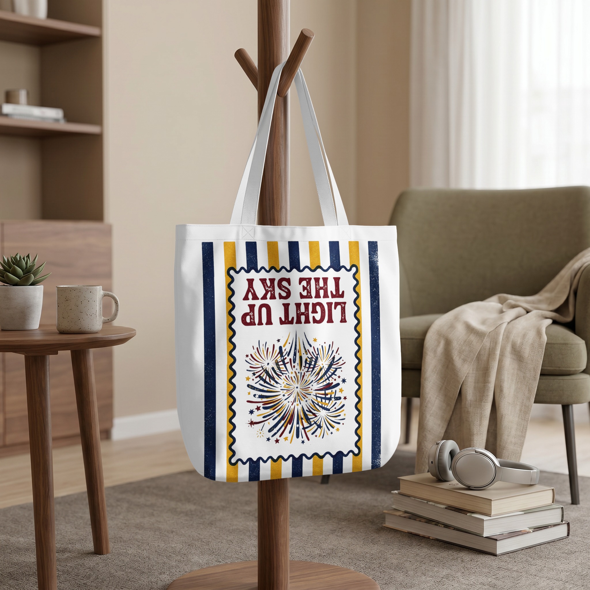 Fourth of July Tote Bag, Independence Day Fireworks Tote, Patriotic Americana 'Light Up The Sky' Reusable Bag - Image 9