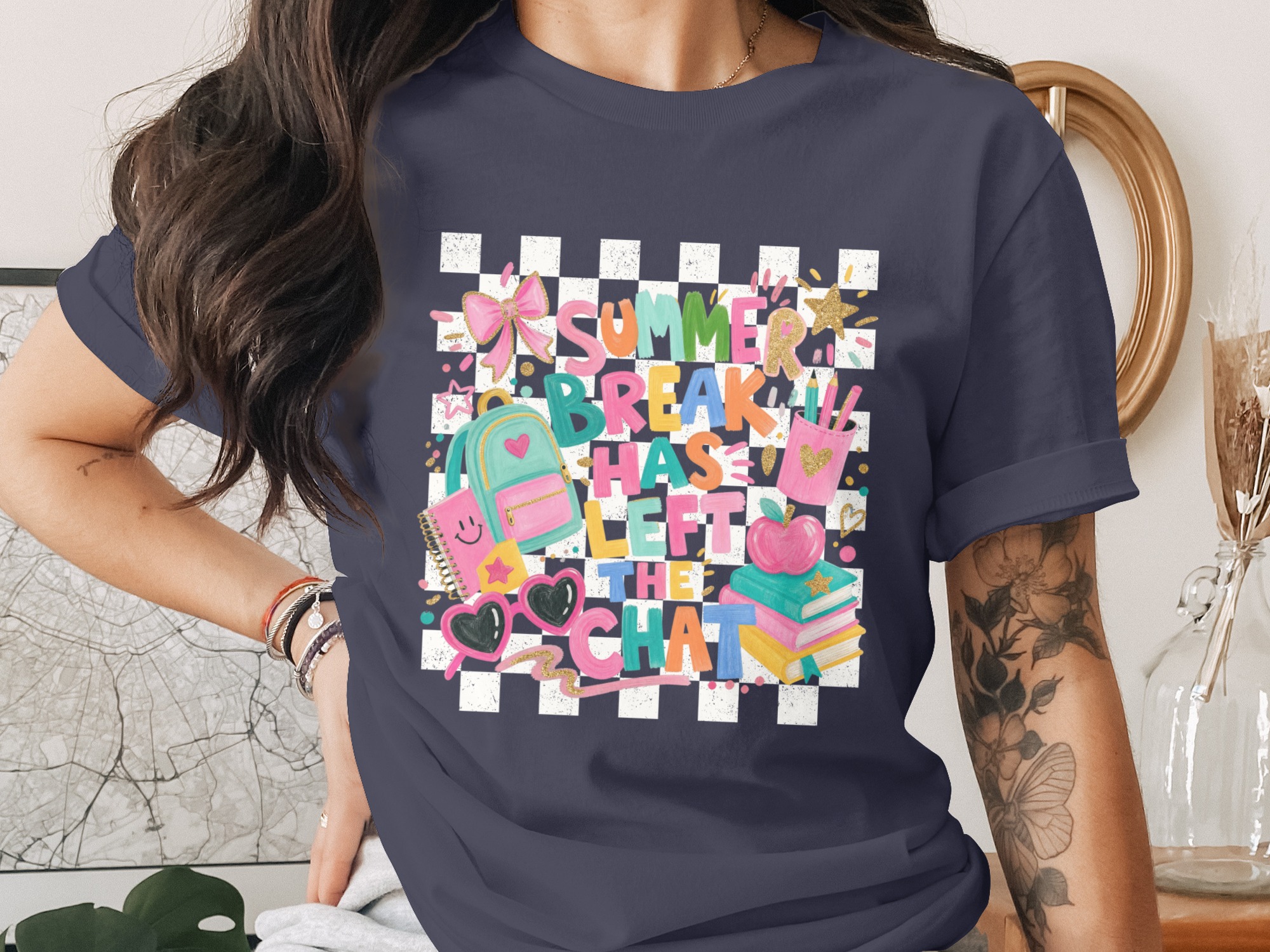 Summer Break Has Left The Chat T-Shirt | Funny Back to School Teacher Shirt | Student Gift End of Summer Tee - Image 10