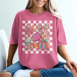 Funky Fall Aesthetic T-Shirt, Y2K Autumn Graphic Tee, Leopard Print Pumpkin Football Coffee Shirt, Trendy Womens Gift