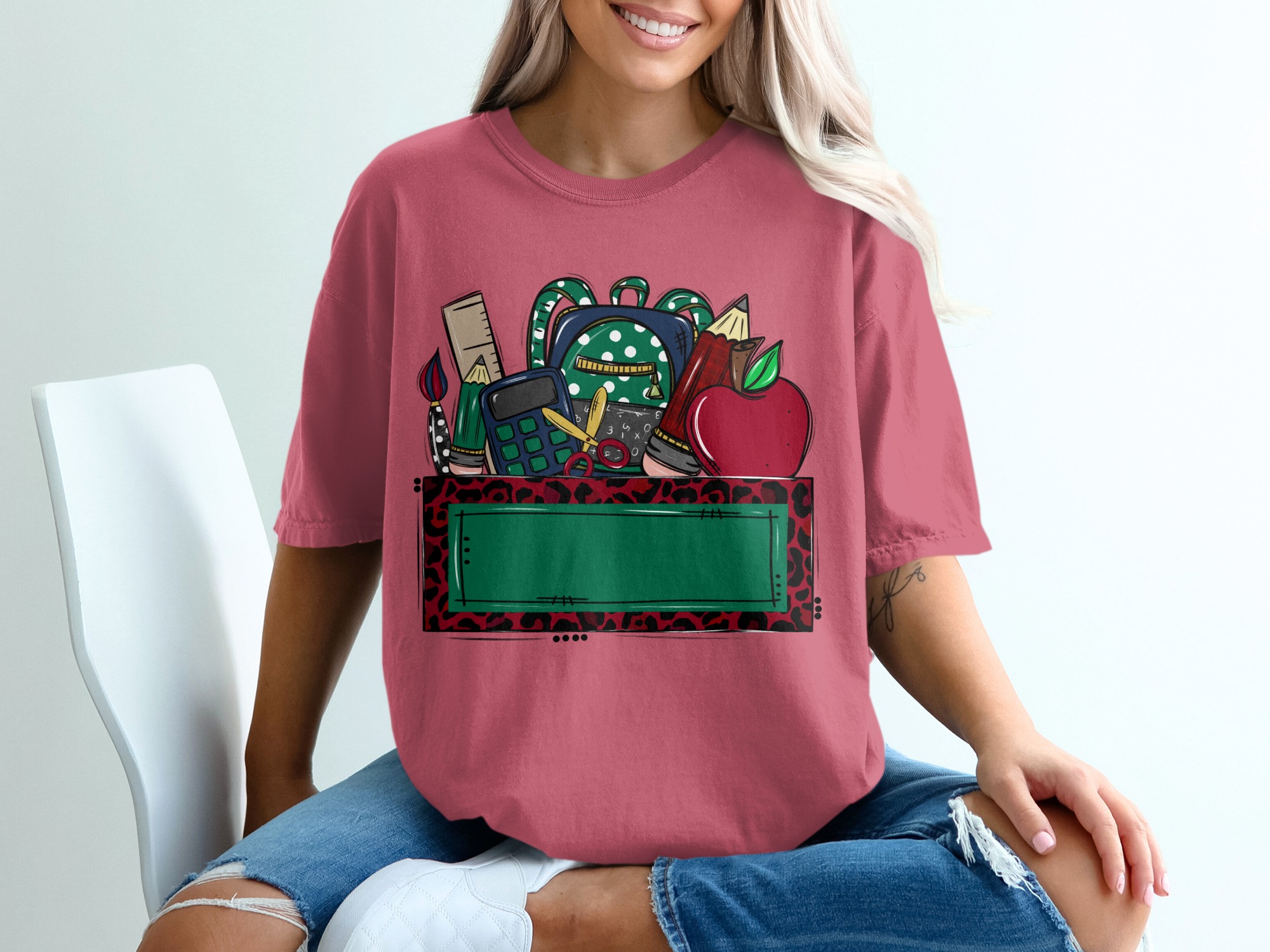 Custom Teacher Back to School T-Shirt | Personalized School Name Mascot Leopard Print Tee | Teacher Appreciation Gift | School Spirit Top - Image 15