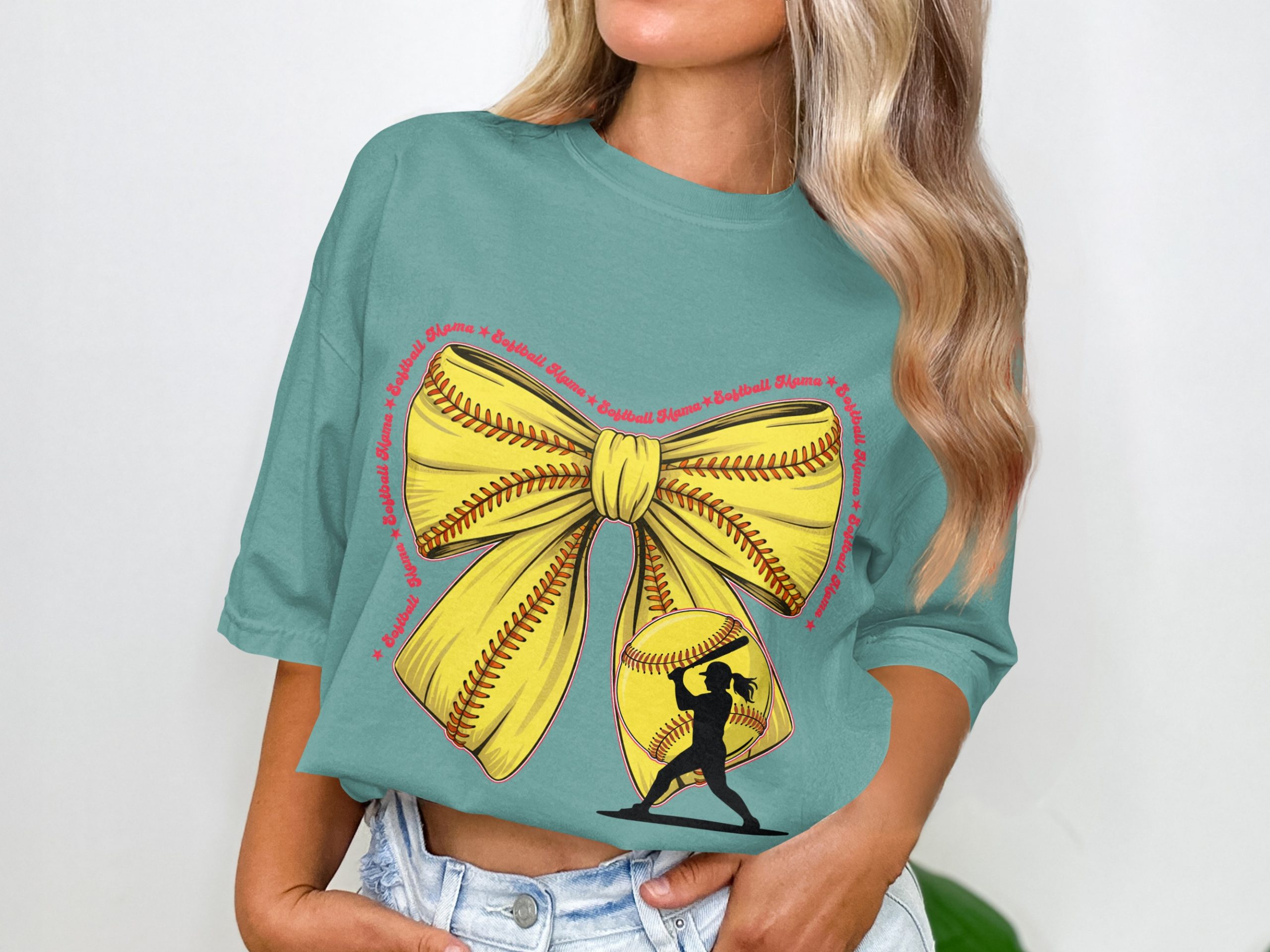 Softball Mama Shirt Game Day Bow Tee, Retro Softball Player T-Shirt, Cute Sports Mom Apparel, Mother's Day Gift Idea - Image 5