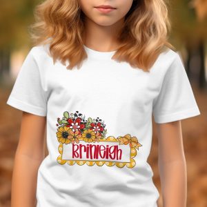 Personalized Name T-Shirt, Custom Floral Sunflower Tee, Cute Fall Flowers Gift for Her, Aesthetic Cottagecore Shirt