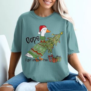 Funny Christmas Goose T-Shirt, Ugly Sweater Style Holiday Tee, Oops I Got Another Tree, Festive Humor Animal Shirt, Gag Xmas Gift