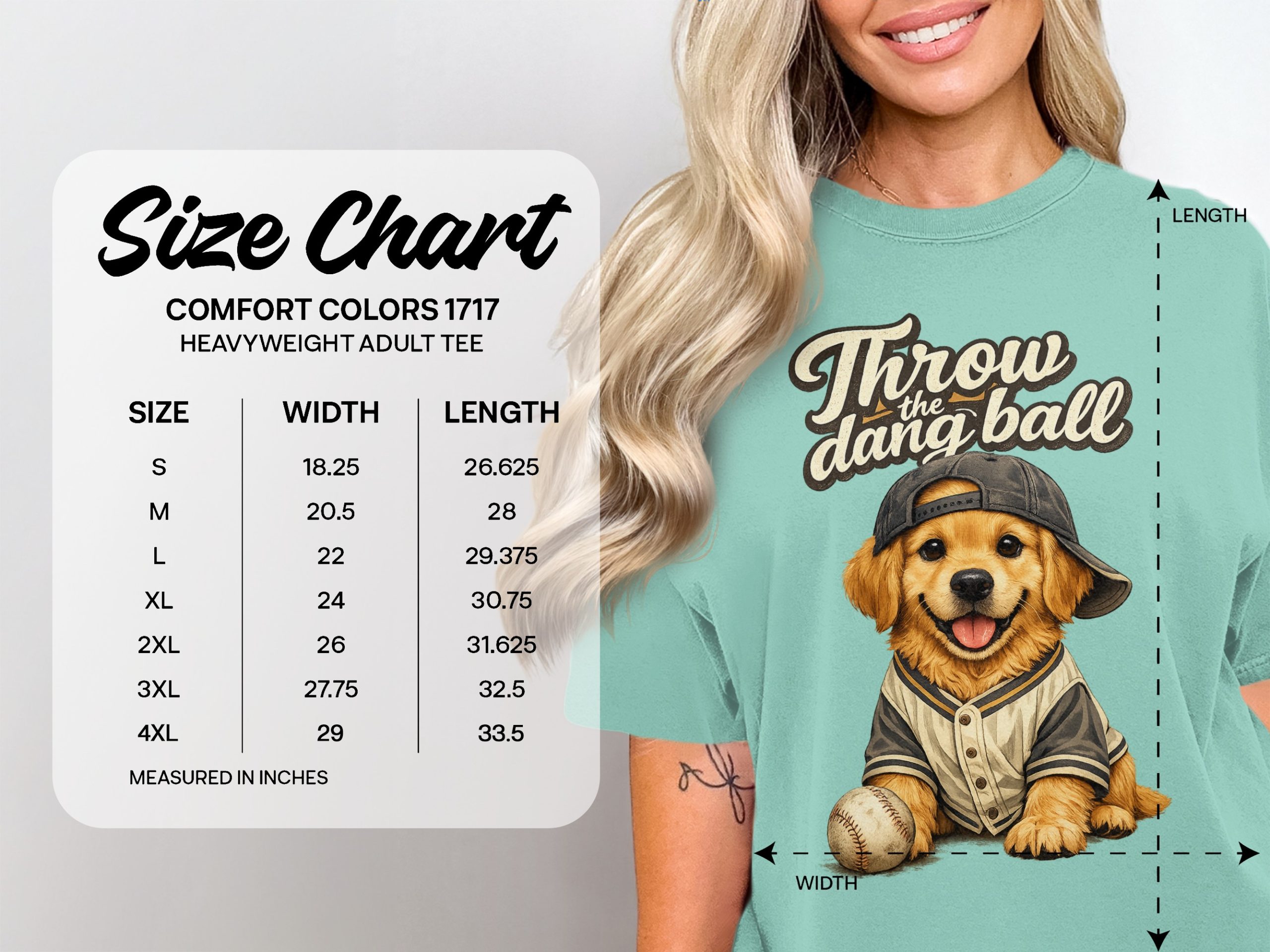 Golden Retriever Baseball Puppy T-Shirt, Throw the Dang Ball Funny Dog Lover Tee, Sports Fan Pet Owner Gift - Image 4