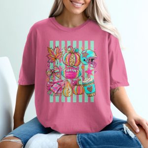 Funky Fall Football Pumpkins T-Shirt | Boho Autumn Leopard Print Tee | Trendy Game Day Shirt Gift for Her