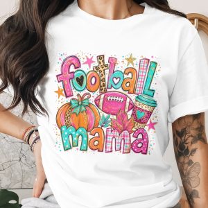 Comfort Colors ® Football Mama T-Shirt | Fall Game Day Tee | Pumpkin Coffee Lover Gift for Mom Her | Women's Trendy Sports Fan Shirt
