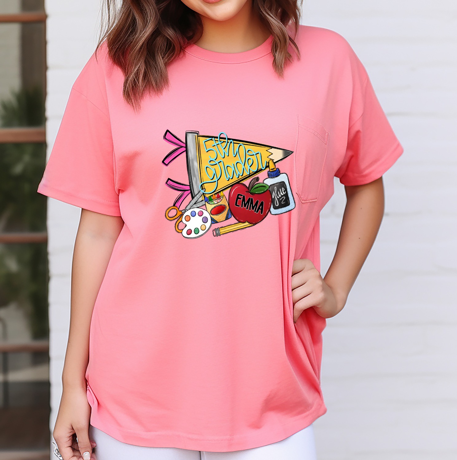 Personalized 5th Grade Shirt for Back to School, Custom Fifth Grader Top, First Day of School Outfit, Student Name Tee, Colorful School - Image 4