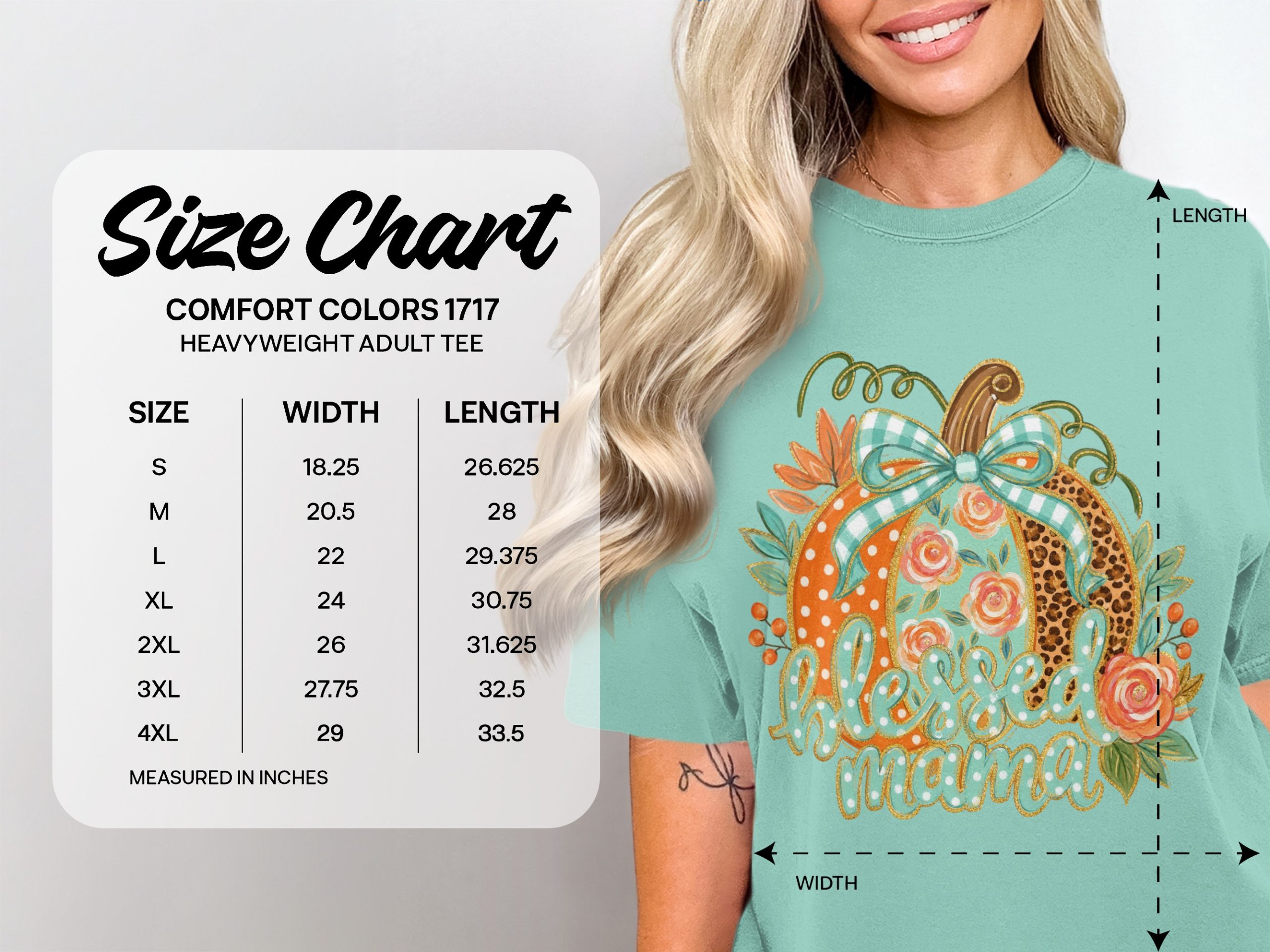 Comfort Colors ® Blessed Mama Pumpkin T-Shirt, Fall Cheetah Print Shirt, Cute Floral Autumn Mama Tee Gift - Image 3