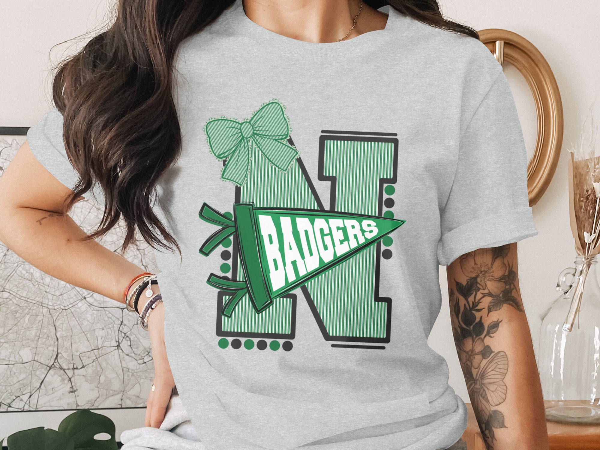 Custom Initial Varsity Letter T-Shirt, Personalized School Spirit Tee, College Game Day Outfit, Custom Mascot Name, Graduation Gift - Image 2