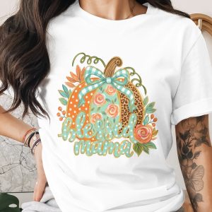 Comfort Colors ® Blessed Mama Pumpkin T-Shirt, Fall Cheetah Print Shirt, Cute Floral Autumn Mama Tee Gift