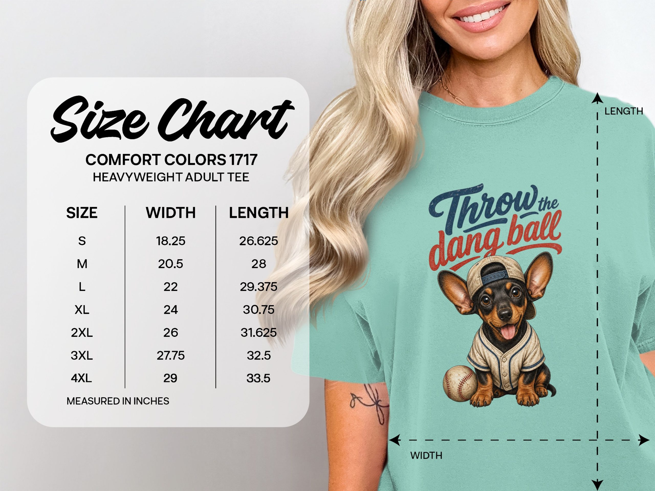 Dachshund Baseball T-Shirt, Funny Dog Lover Gift Tee, Throw the Dang Ball Puppy Graphic Top, Pet Owner Sports Fan Apparel - Image 4