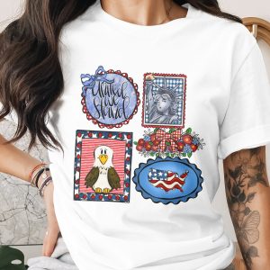 Patriotic United We Stand T-Shirt, 4th of July American Flag Lady Liberty Bald Eagle Graphic Top, Americana USA Pride Tee