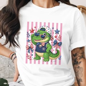 Patriotic Alligator T-Shirt, Comfort Colors ® 4th of July USA Crocodile Tee, Stars & Stripes Summer American Flag Shirt Gift
