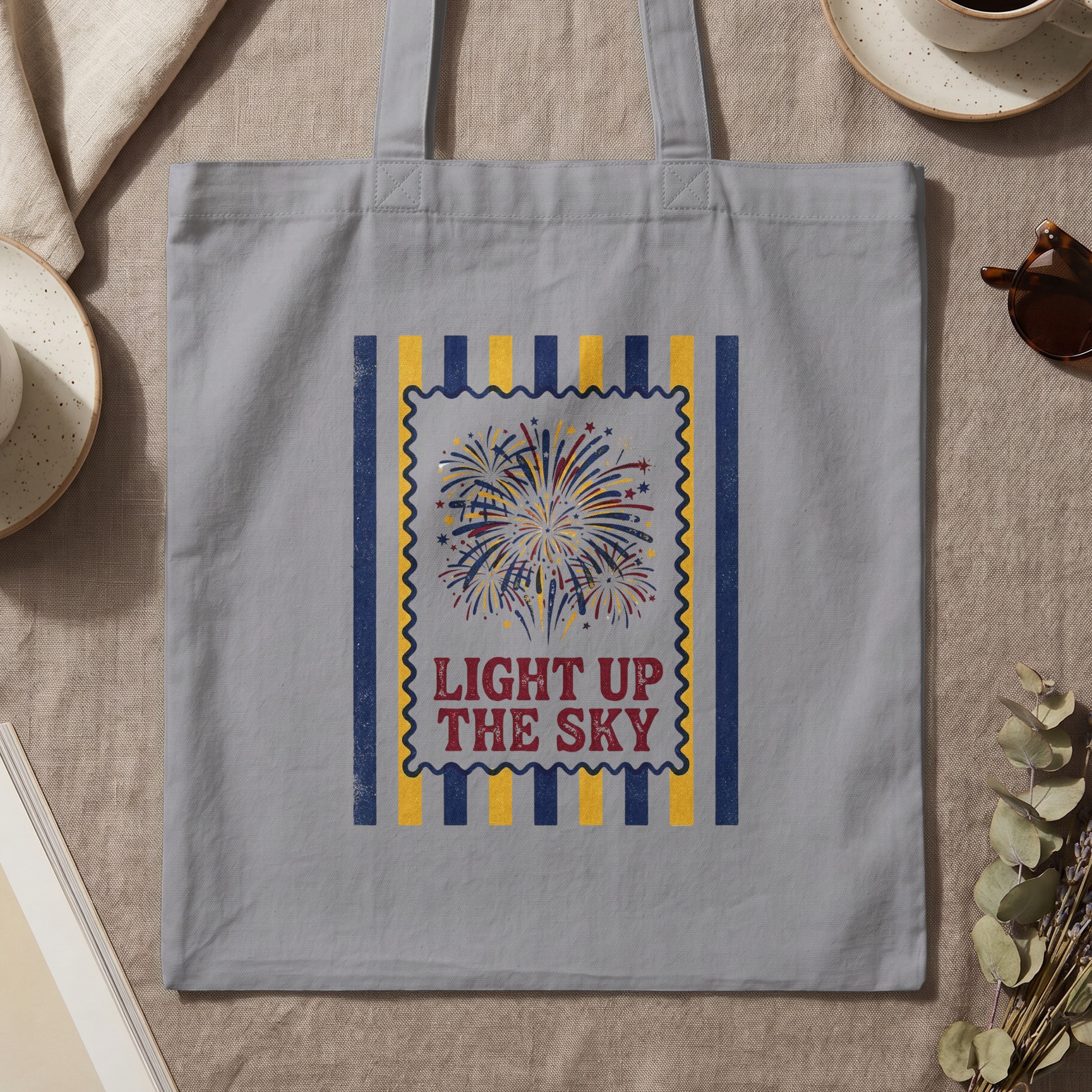 Fourth of July Tote Bag, Independence Day Fireworks Tote, Patriotic Americana 'Light Up The Sky' Reusable Bag - Image 3