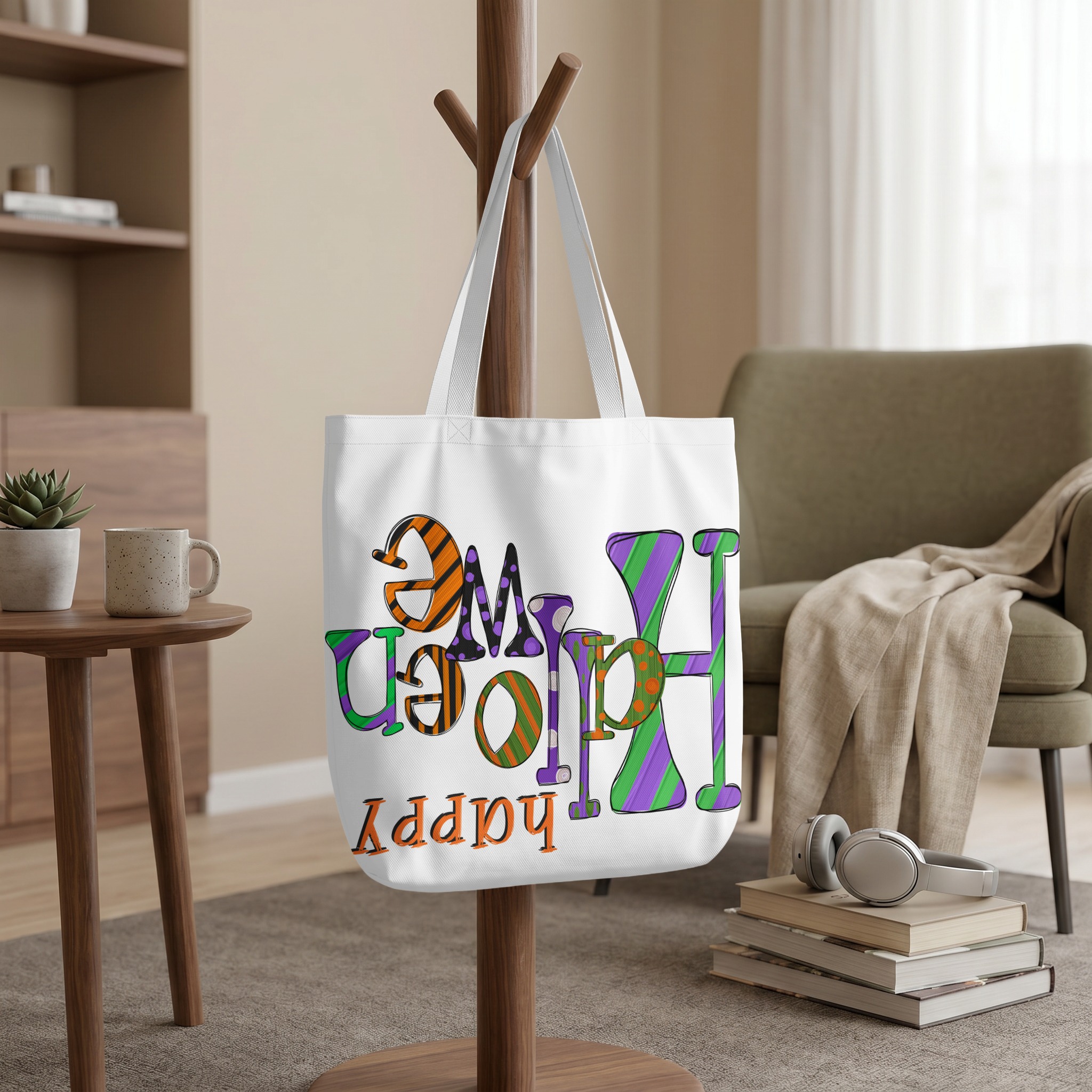 Happy Halloween Tote Bag, Spooky Season Gift, Trick or Treat Canvas Bag, Fall Aesthetic Witchy Tote, October Fun - Image 9